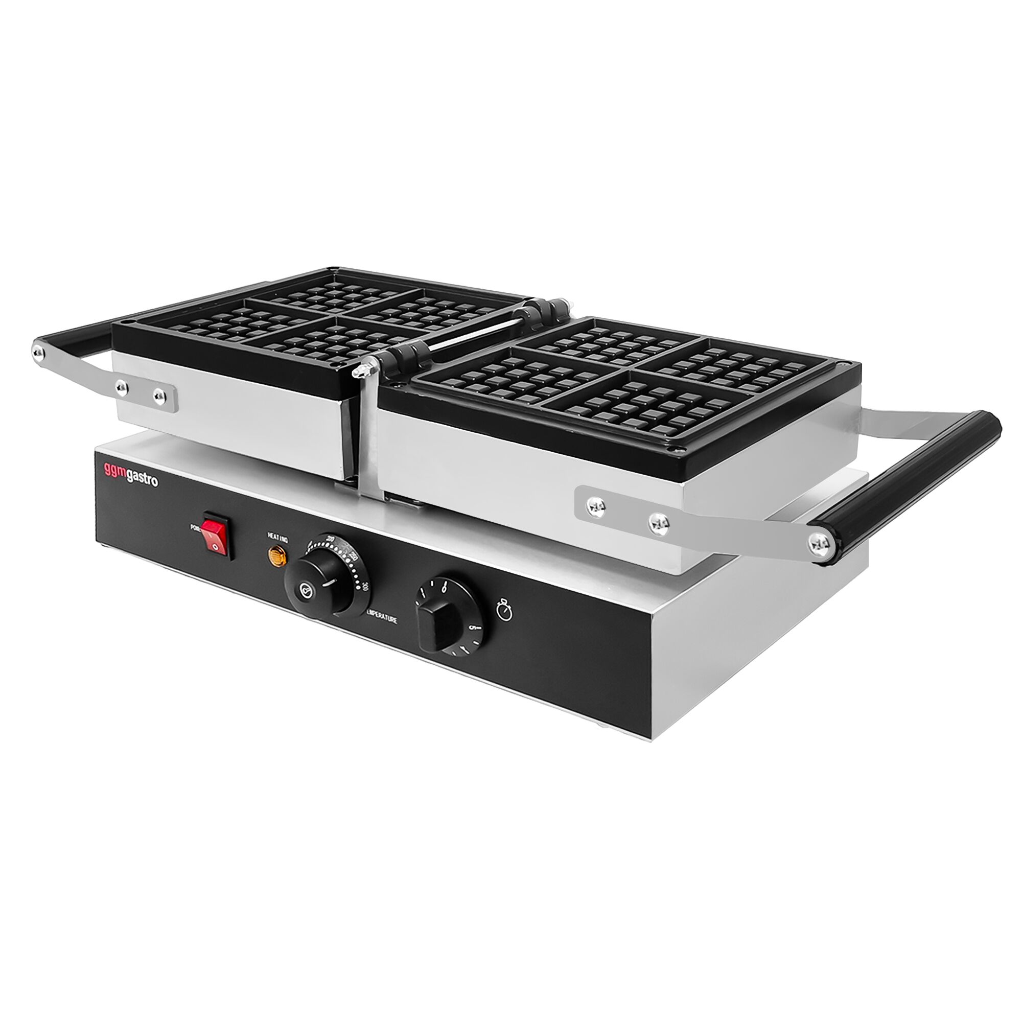 Gaufrier – simple – manuel – 1,6 kW – Forme : 4 gaufres de Bruxelles – avec surface de cuisson rotative à 180°