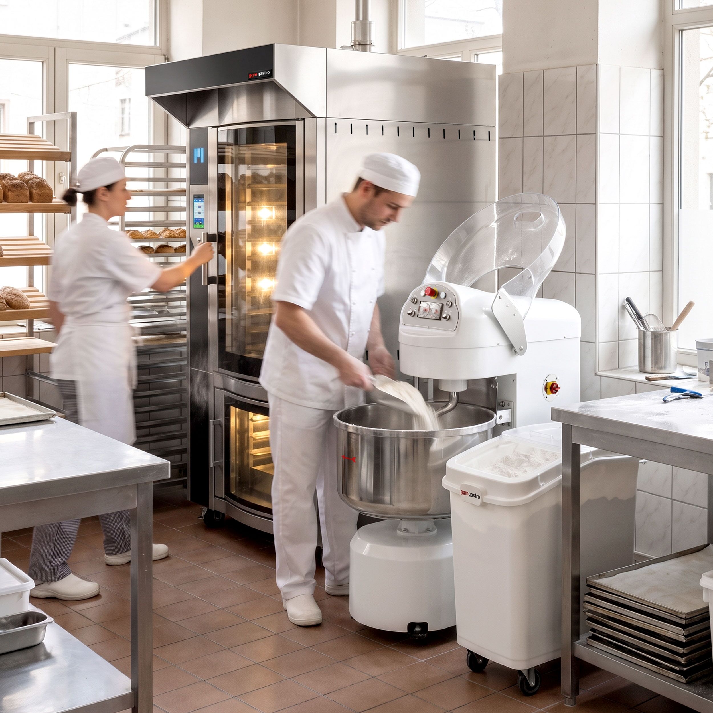 Spiraalkneder PREMIUM - 131l / 80kg - 2 snelheden - met vaste kom - timerfunctie - 400V - speciaal voor brooddeeg