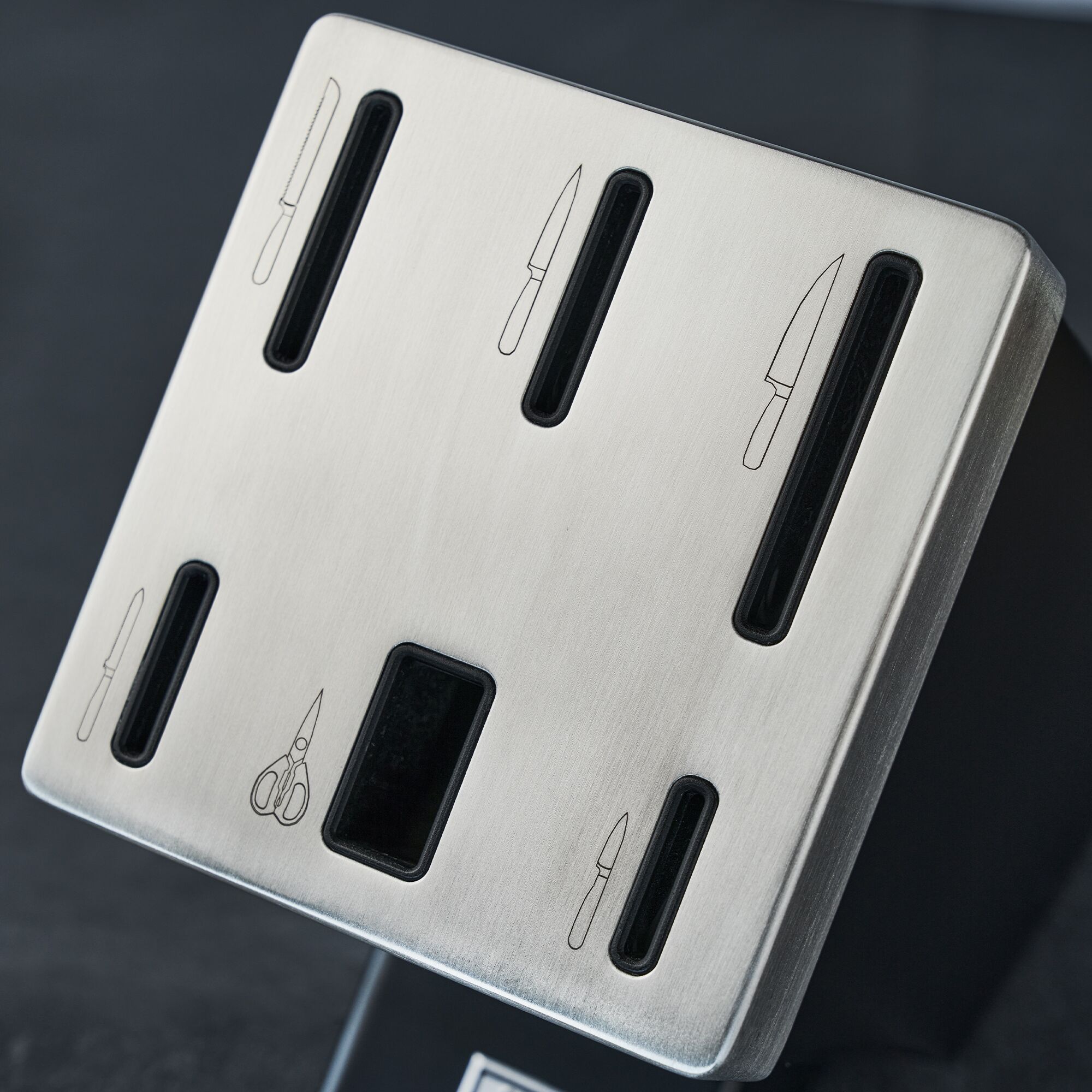 ZWILLING | GOURMET SharpBlock - Bloc de couteaux auto-aiguisant - 7 pièces - Noir        