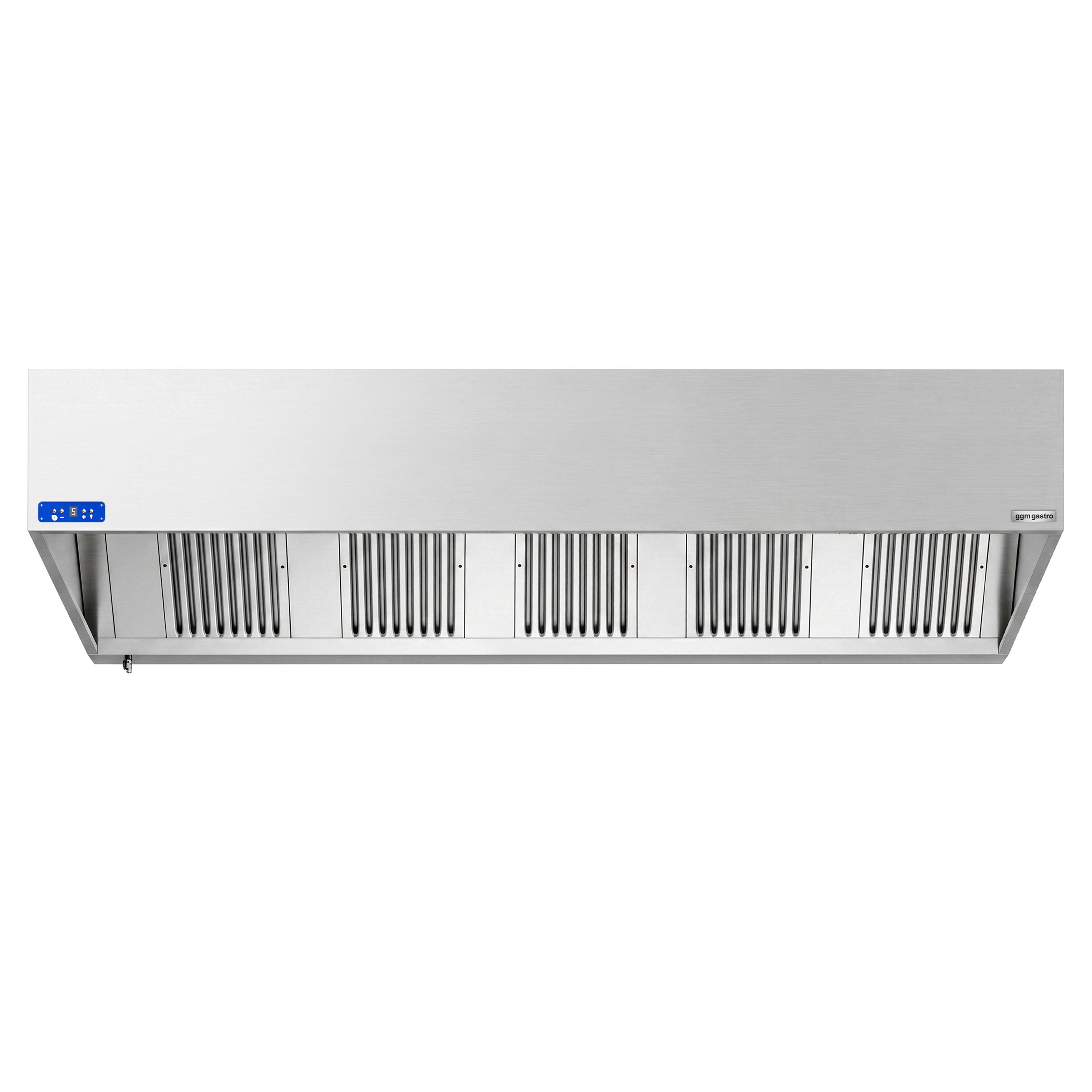 Commercial Wall-Mounted Extractor Hood with Motor - 2800mm - with Speed Controller, Baffle Filters & Lighting