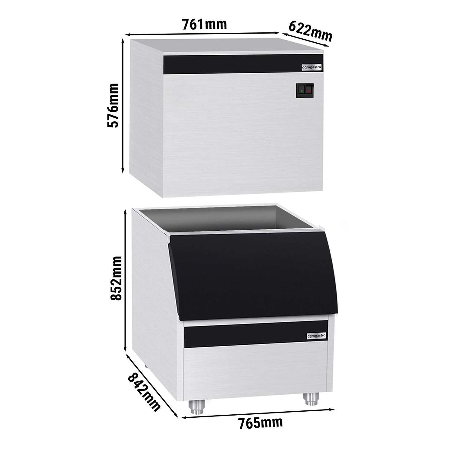 Machine à glaçons - Cubes - 230 kg/24 h - y Bac à glaçons