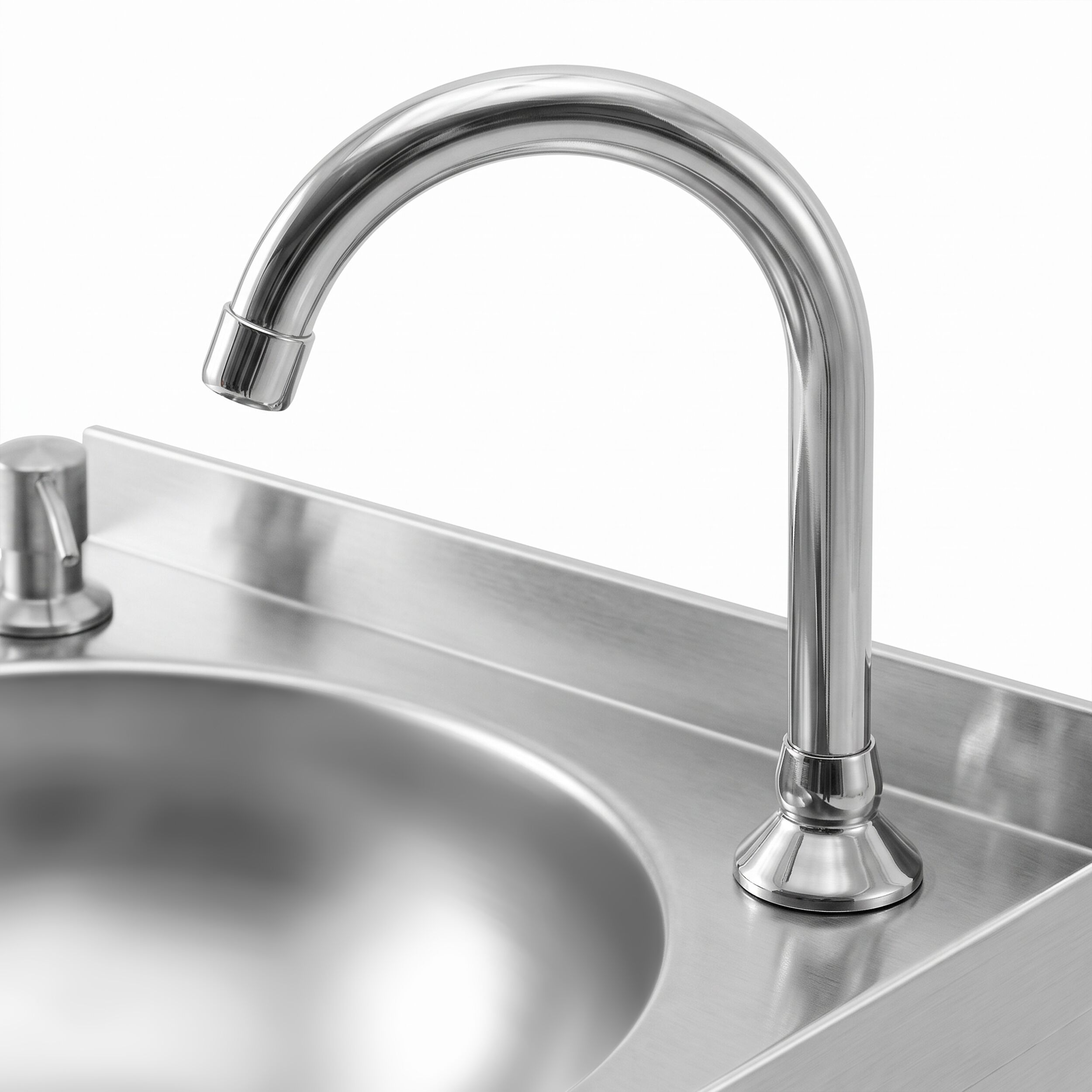 Hand washbasin – with tap, soap dispenser, knee-operated control and rim
