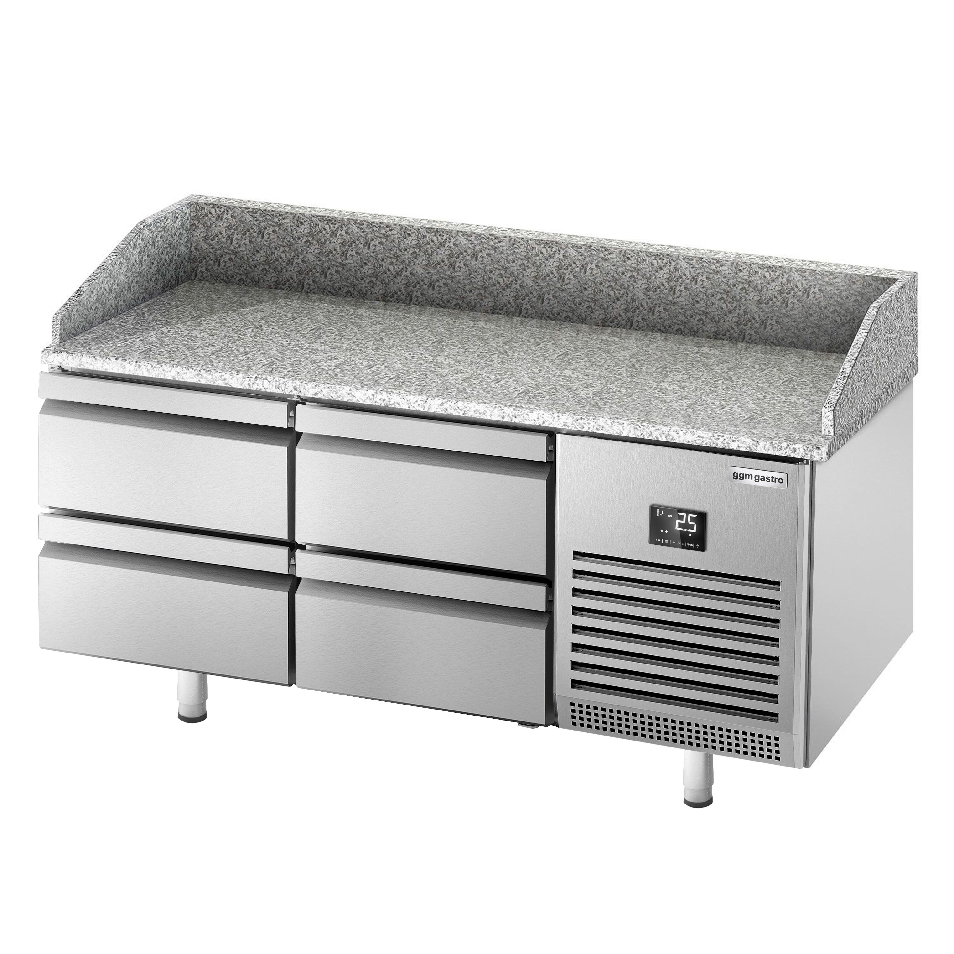 Table réfrigérée à pizza Premium PLUS - 1490 x 700 mm - avec 4 tiroirs