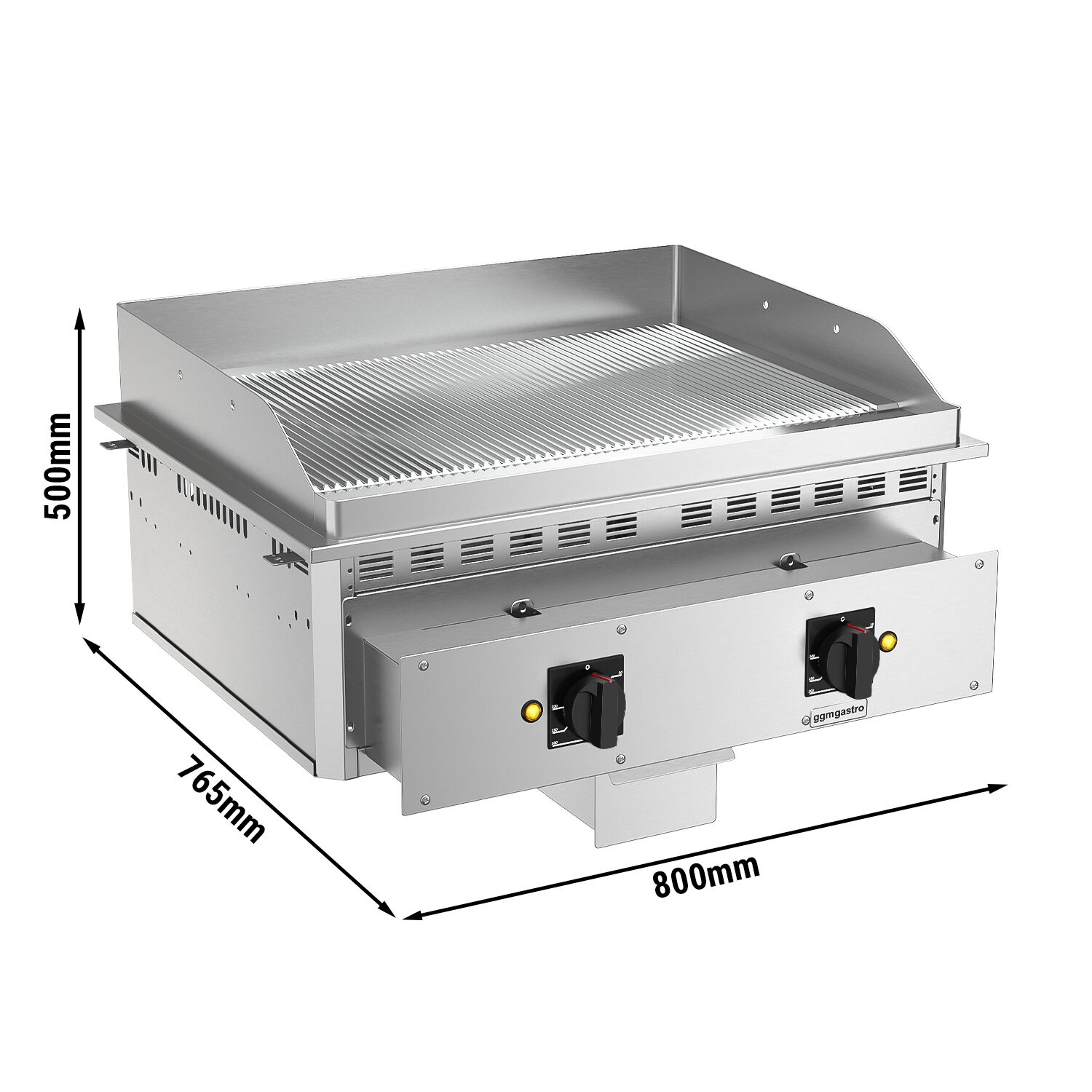 Plancha électrique - plaque acier - 9,0 kW - Rainurée - Surface de cuisson : 693x484mm