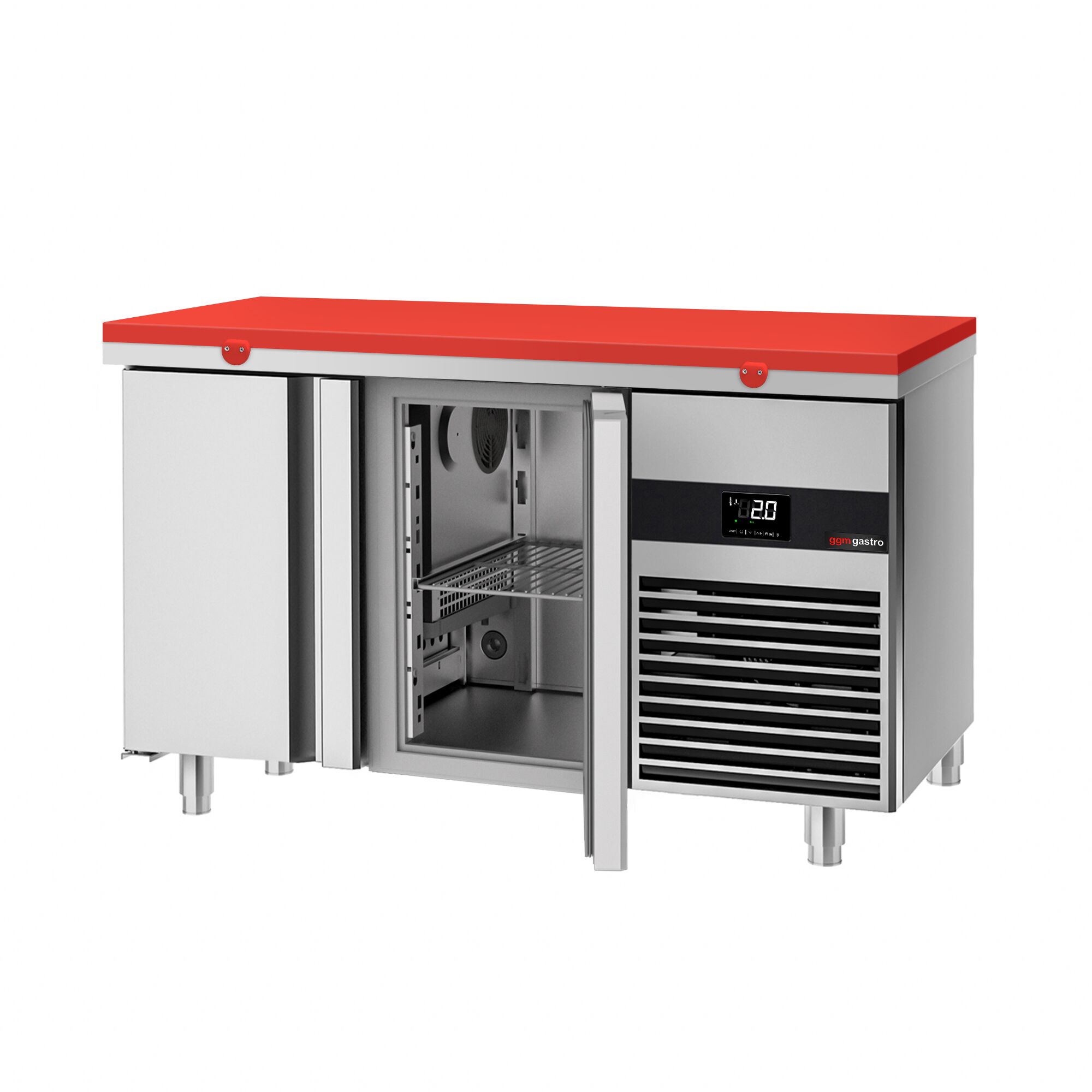 Table réfrigérée PREMIUM - 1400x700 mm - avec 2 portes - incl. planche à découper rouge
