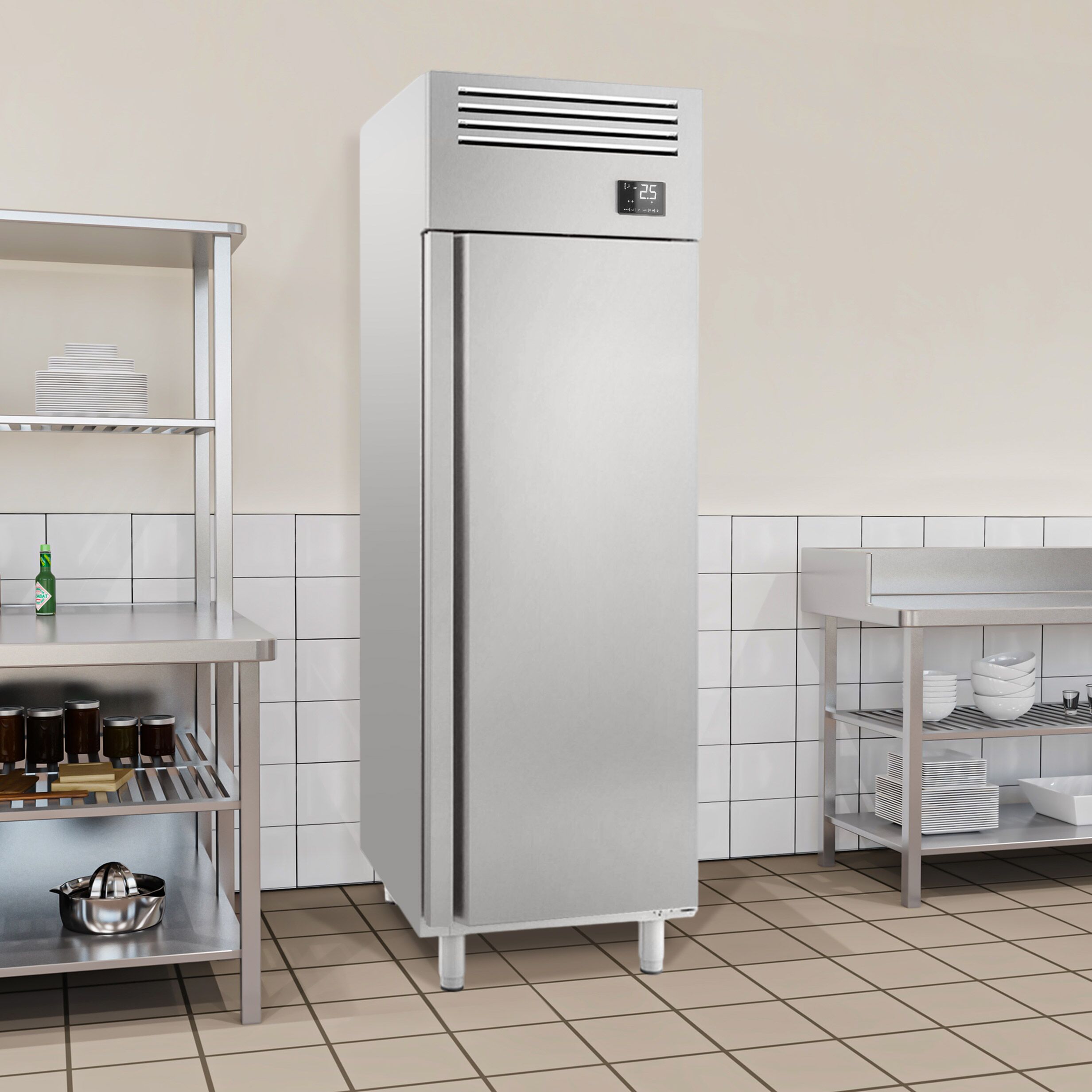 Armoire réfrigérée positive Inox AISI 304 PREMIUM PLUS - GN 2/1 - 560 L - avec 1 porte