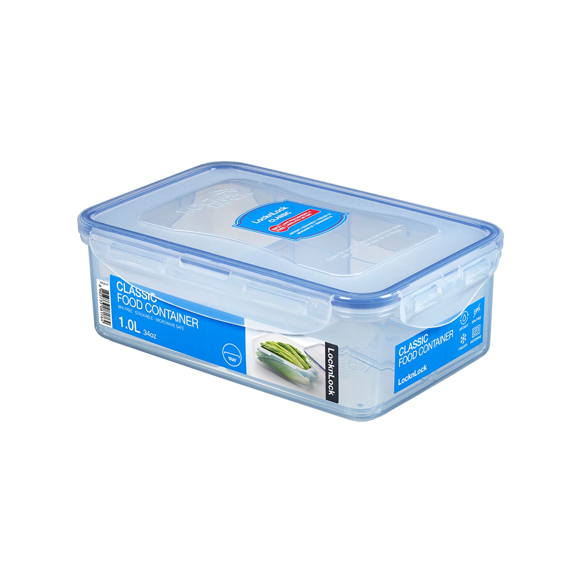 (6 pièces) LocknLock | Boîte multifonction Classic – 1 litre – avec grille d’égouttage – transparent