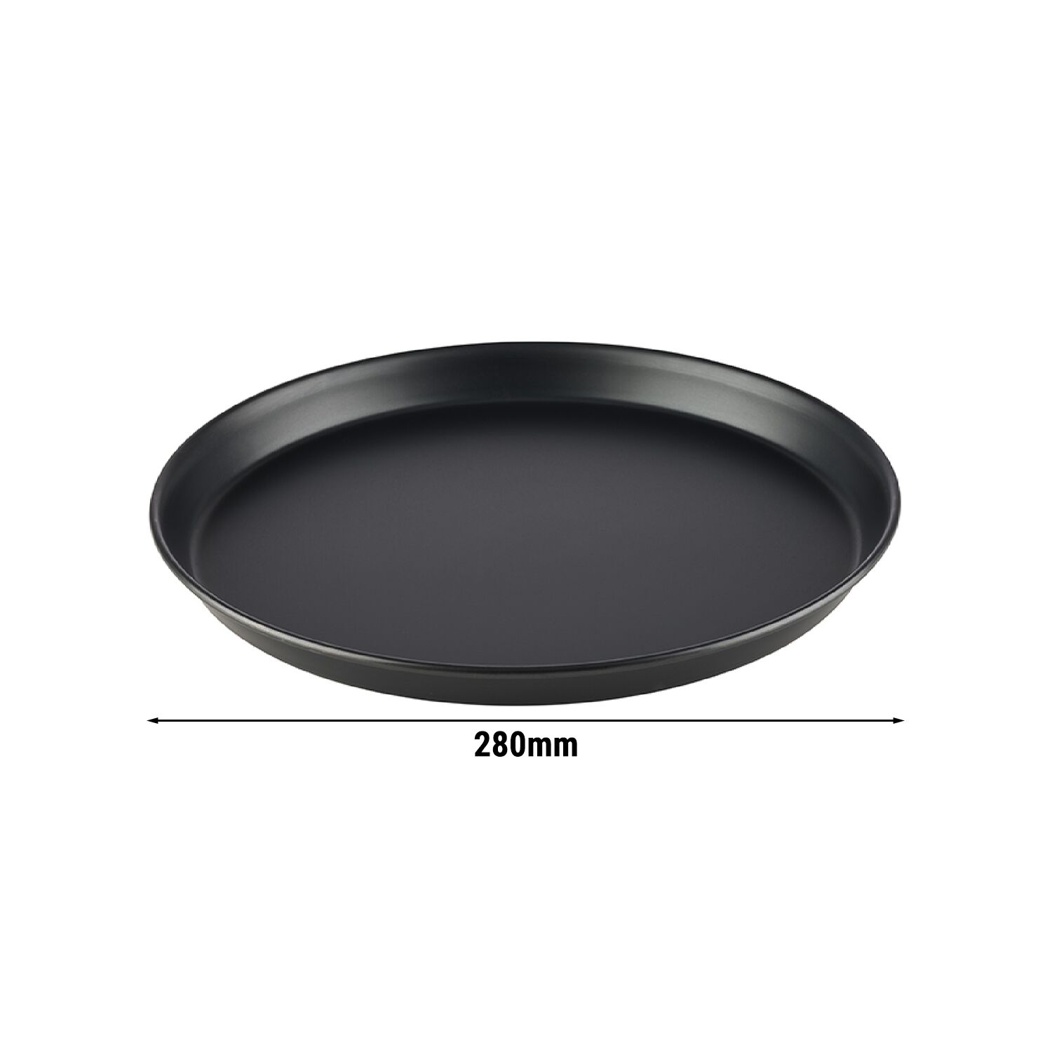 (10 stuks) Pizzaplaat - blauw plaatstaal - met opstaande rand - Ø280mm - hoogte: 25mm - zwart