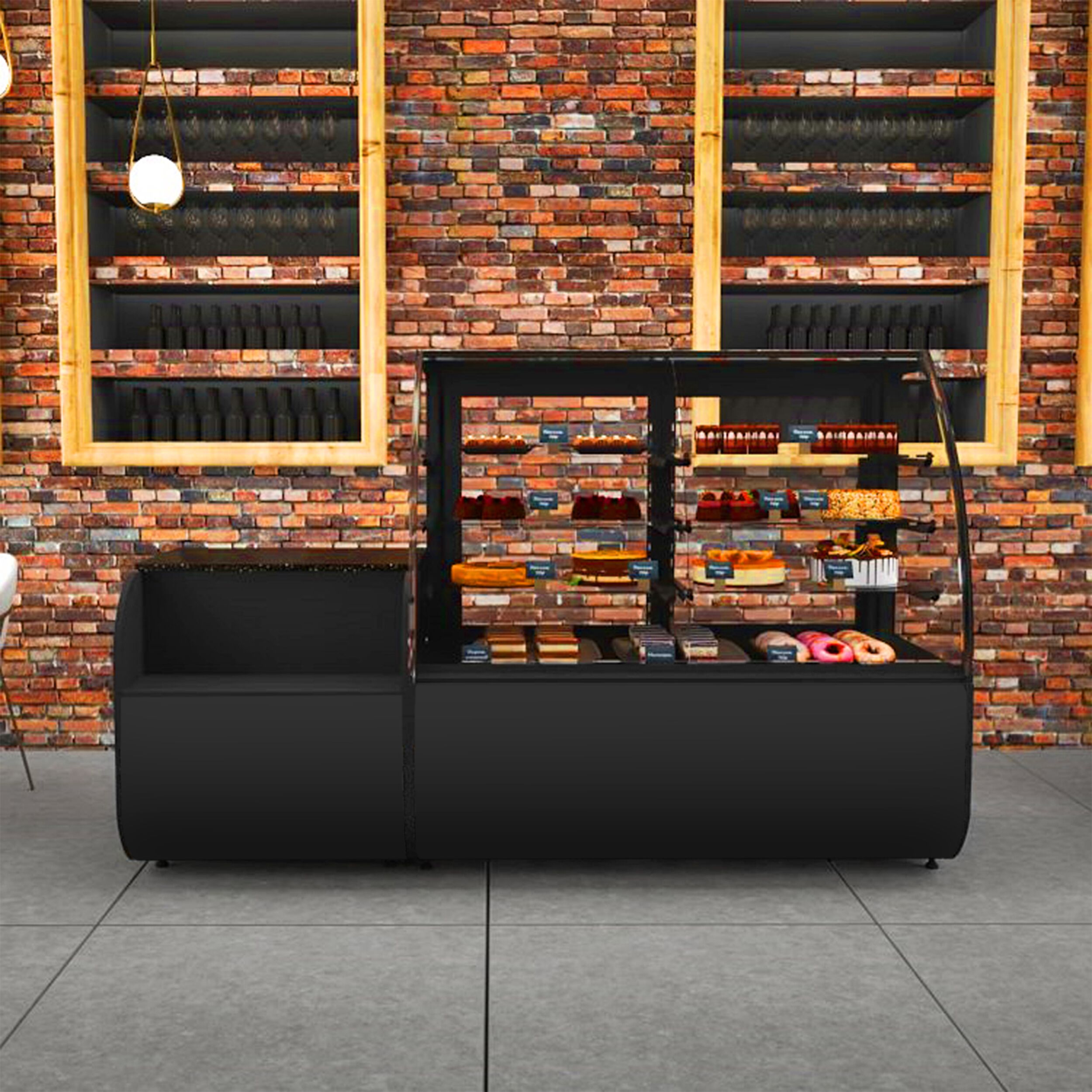 Kassentisch - 800mm - schwarze Front - Schwarzer Granit