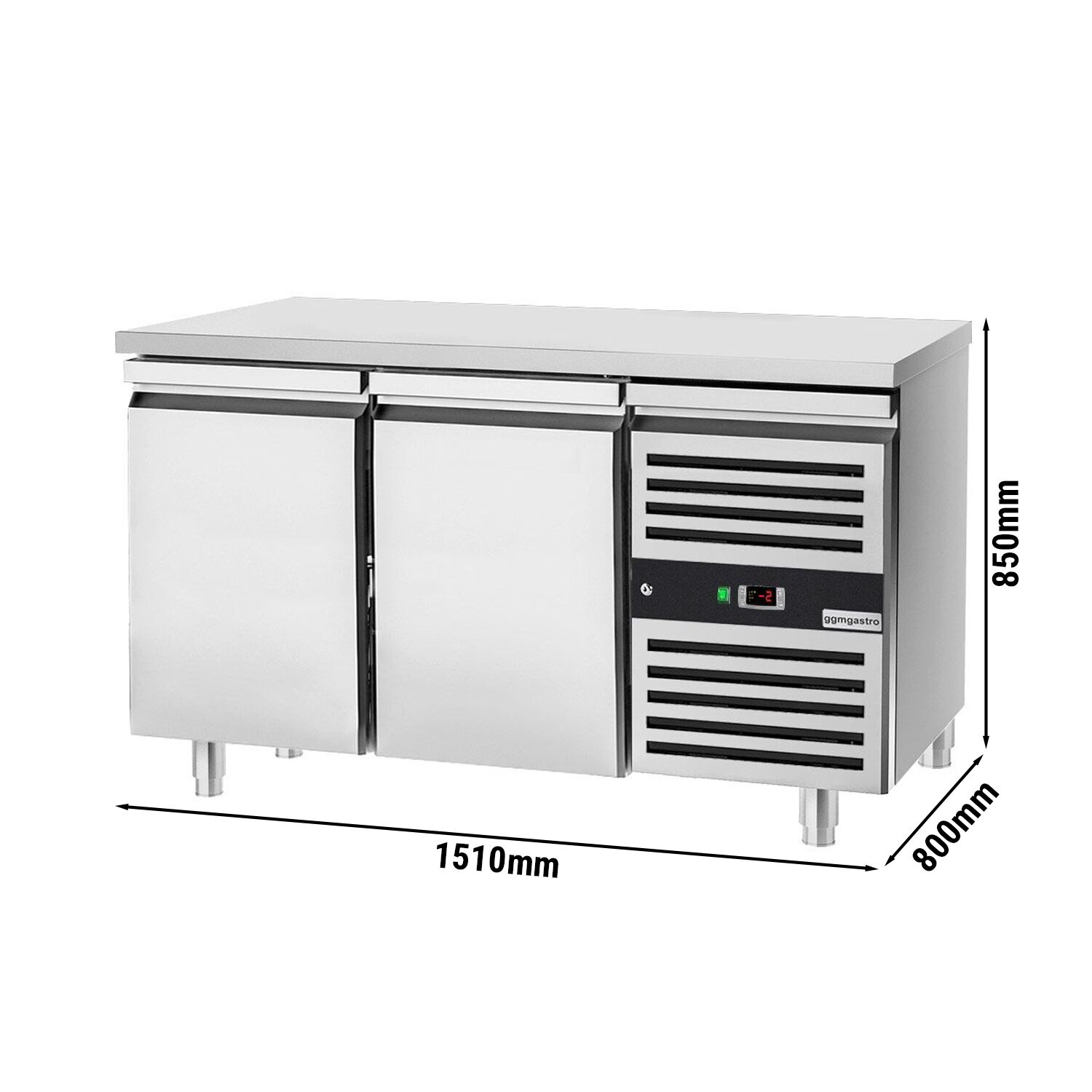 Table réfrigérée de boulangerie PREMIUM - 1500x800 mm - avec 2 portes