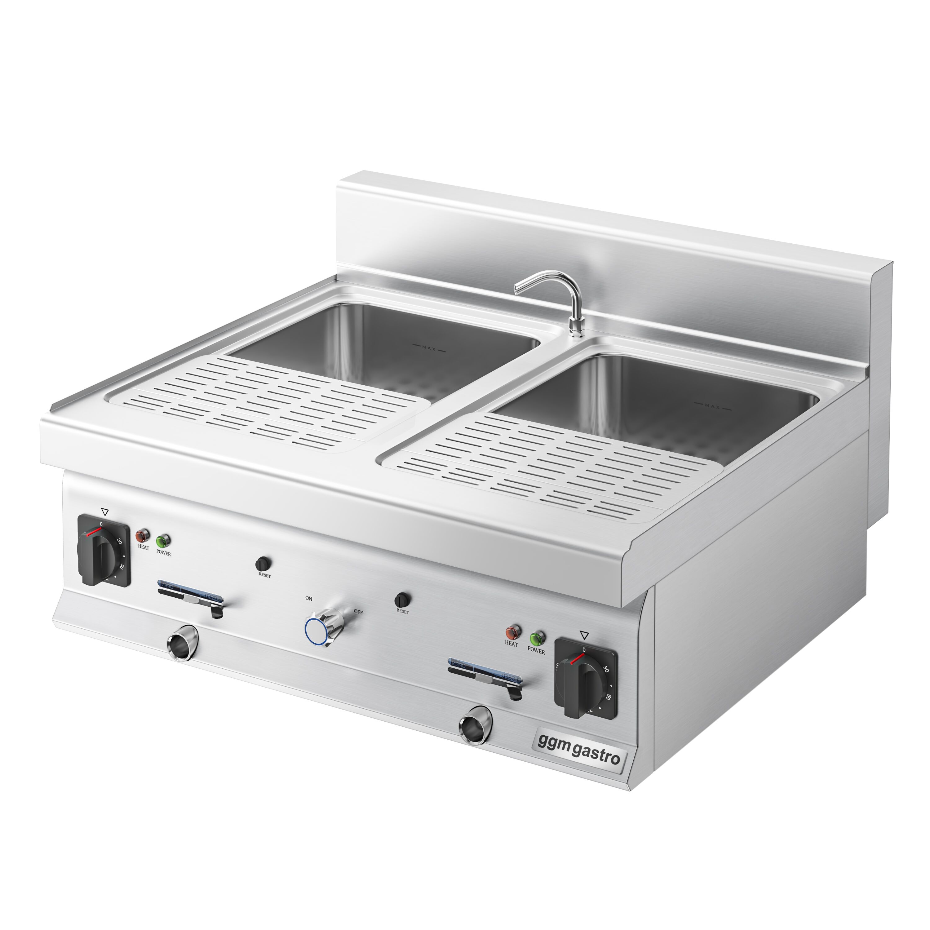 Cuiseur à pâtes électrique avec robinet – 2 × 26 L – 12 kW