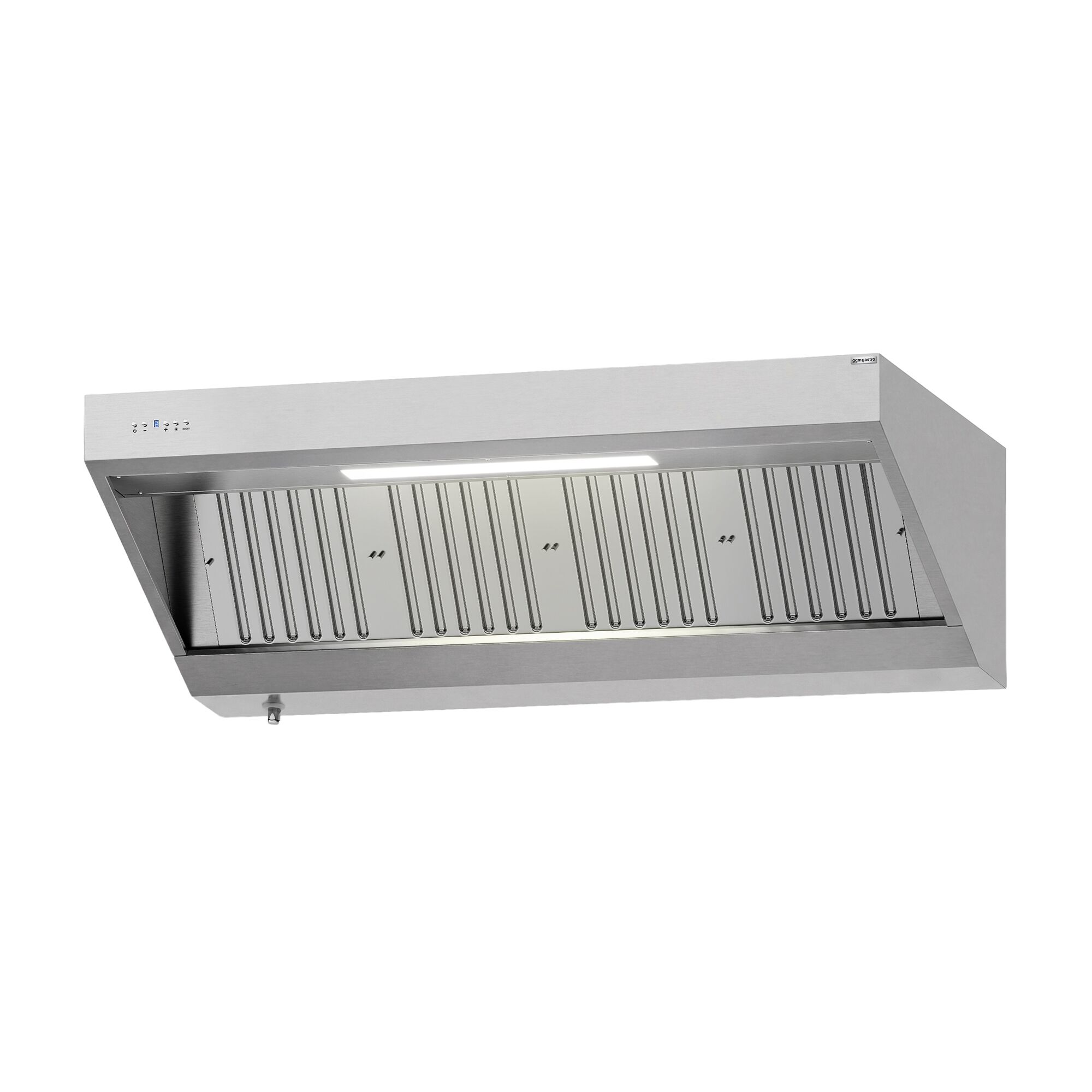 Commercial Wall-Mounted Extraction Canopy with Motor – 1800 mm – incl. Speed Controller, Baffle Filters & Light