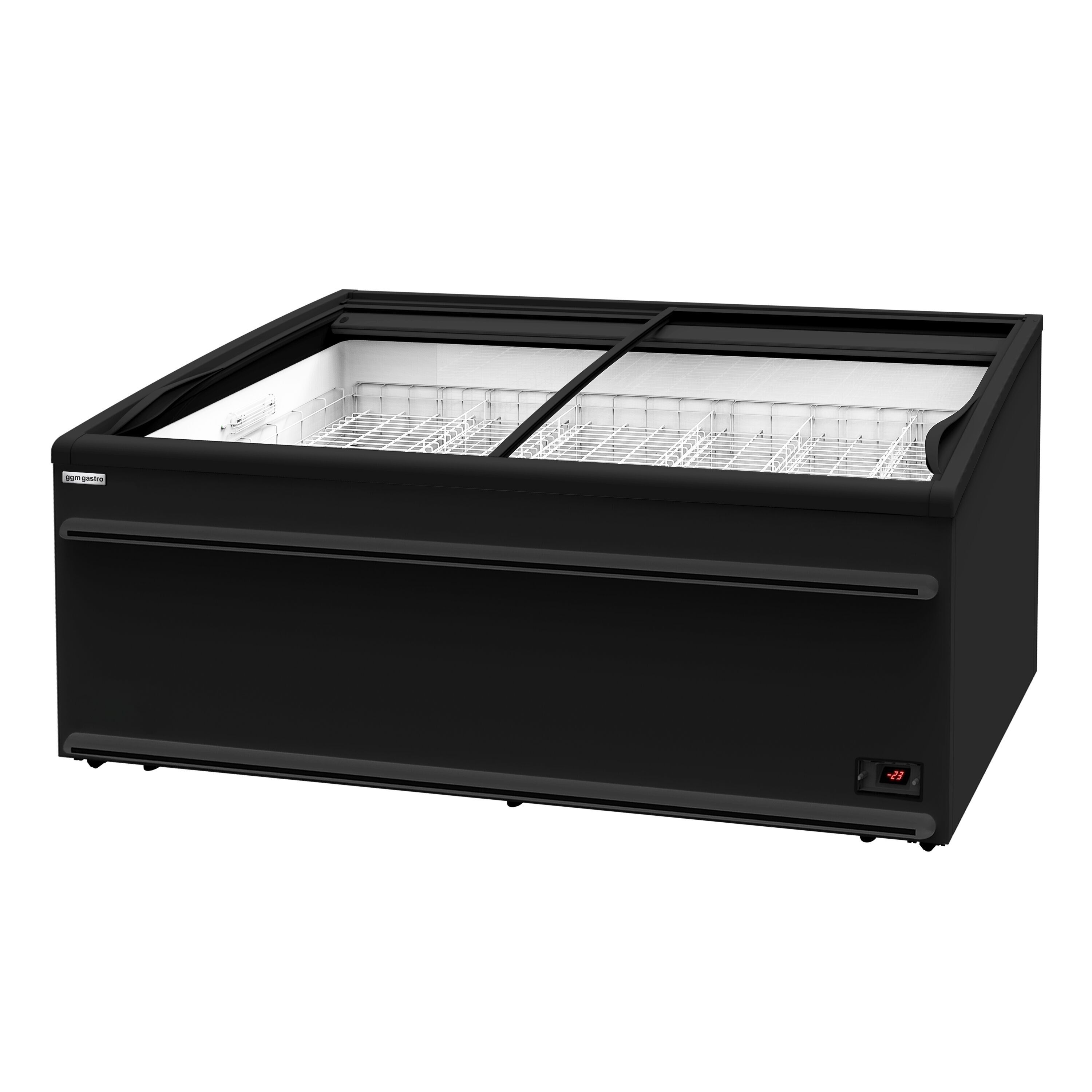 Îlot de congélation WTRU25 - 2106x858mm - 483 L - Couvercles coulissants en verre - Noir