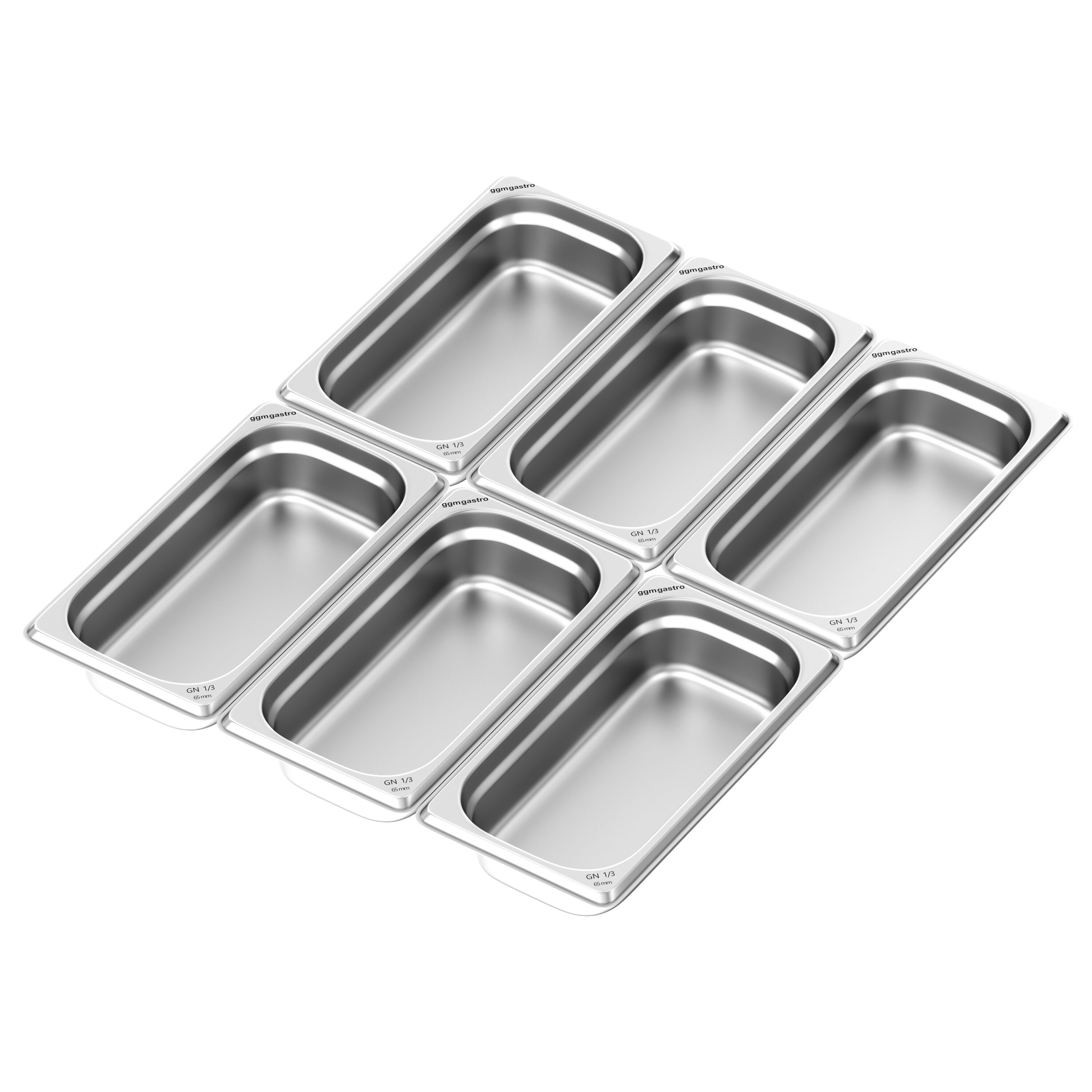 (6 pièces) Bac GN 1/3 en inox - Hauteur : 65 mm