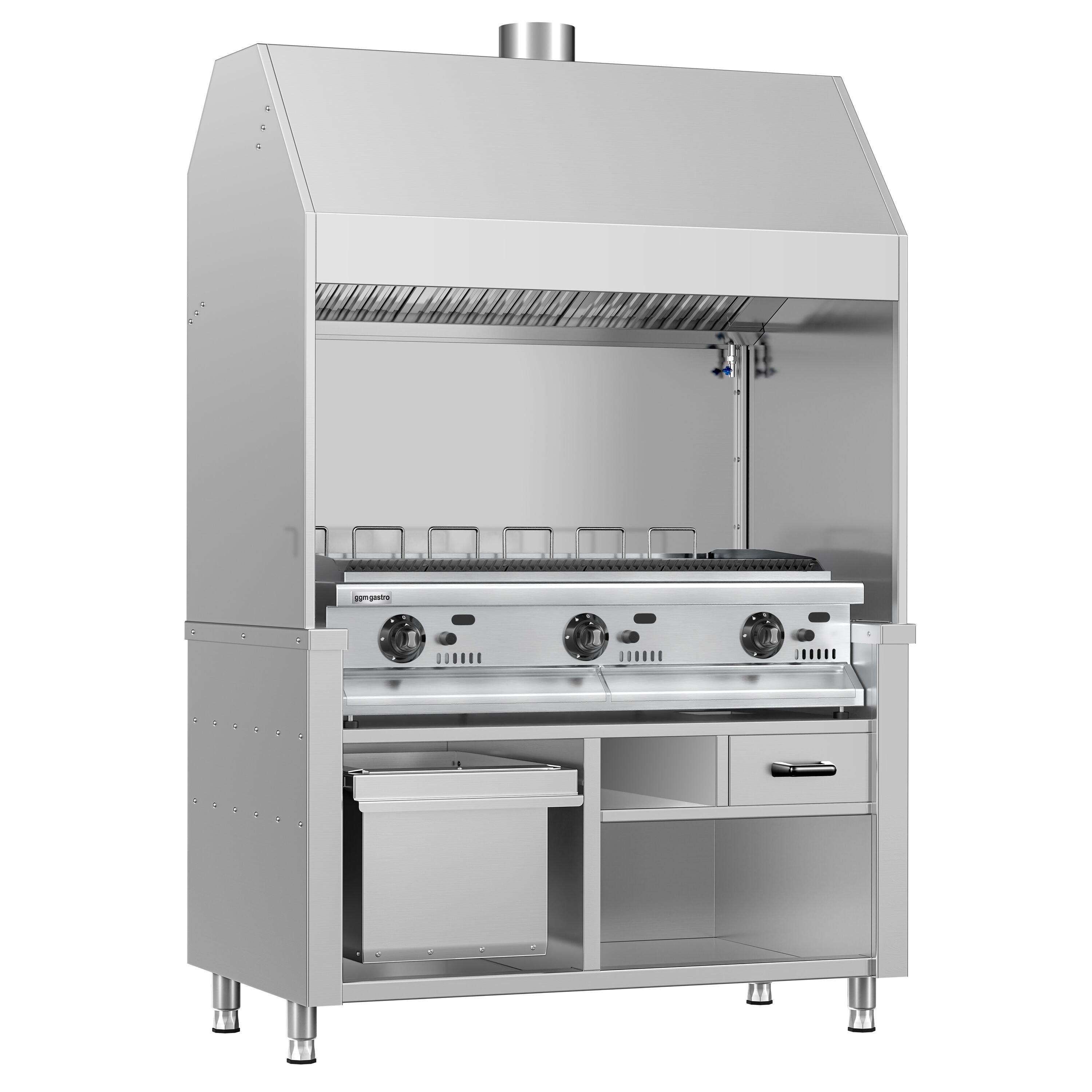 Commercial Gas Chargrill BERLIN - 1360mm - Freestanding - 790mm Deep - 6 Grill Grids - Cast-Iron Cooking Grids - 21kW