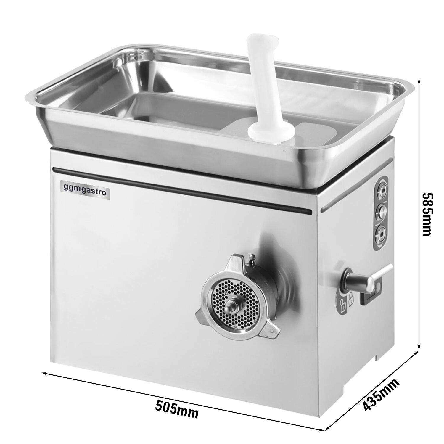 Heavy Duty Electric Meat Mincer Size 22 - 350kg/h - 1.1 kW - Mincing Plate 4.5mm - with Cooling System