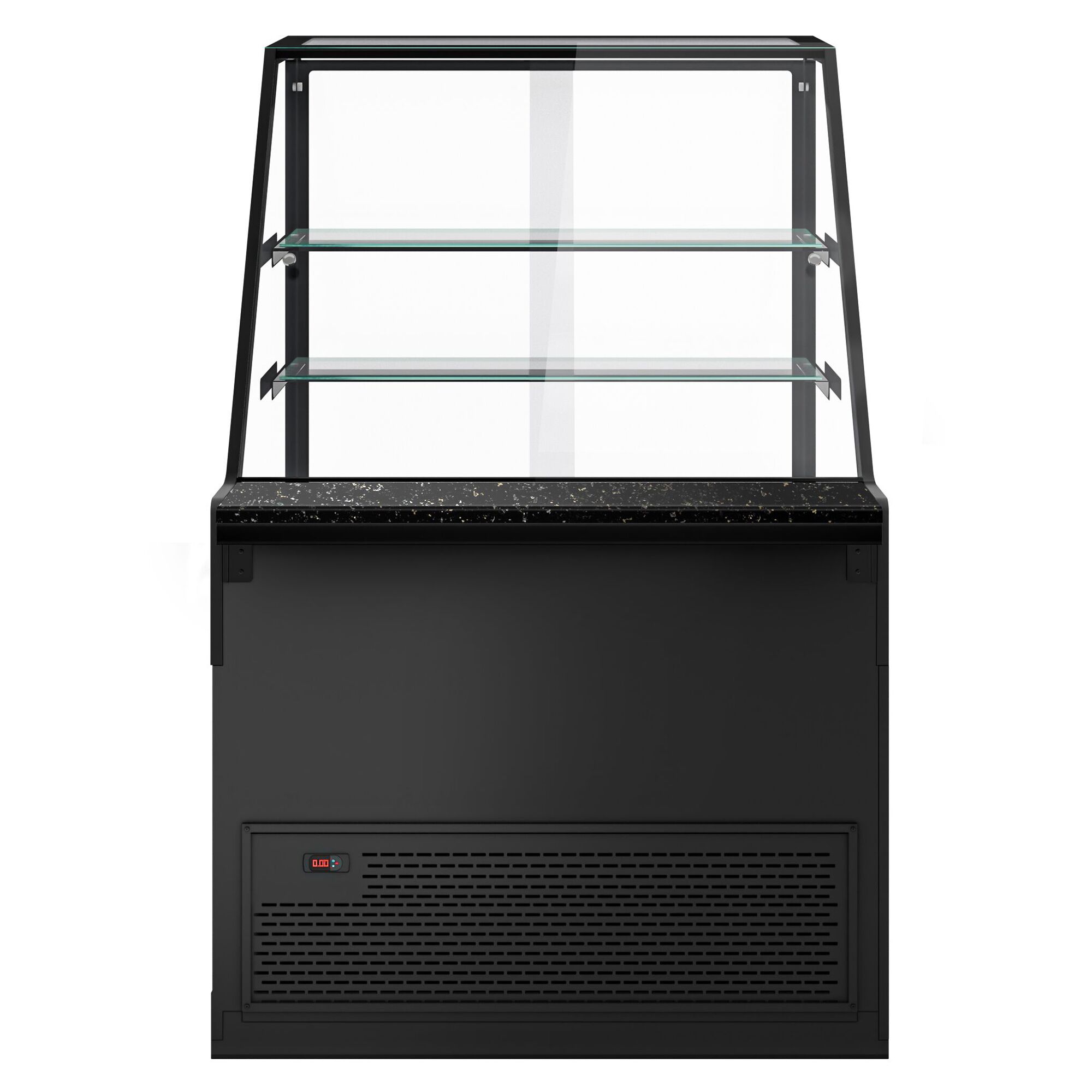 Serve Over Counter TORONTO - 1000mm - double glazing - wood front - with 2 shelves - granite worktop