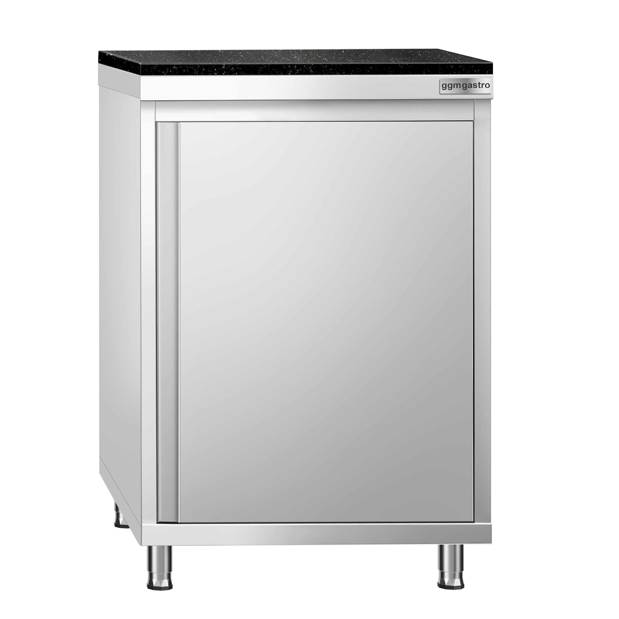 Stainless Steel Work Cabinet PREMIUM - 600x600mm - with hinged door - incl. granite worktop