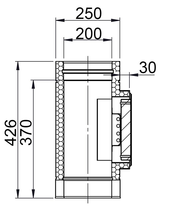 Reinigings- & ventilatiebuis - met inspectieluik - in RVS - Ø 250mm