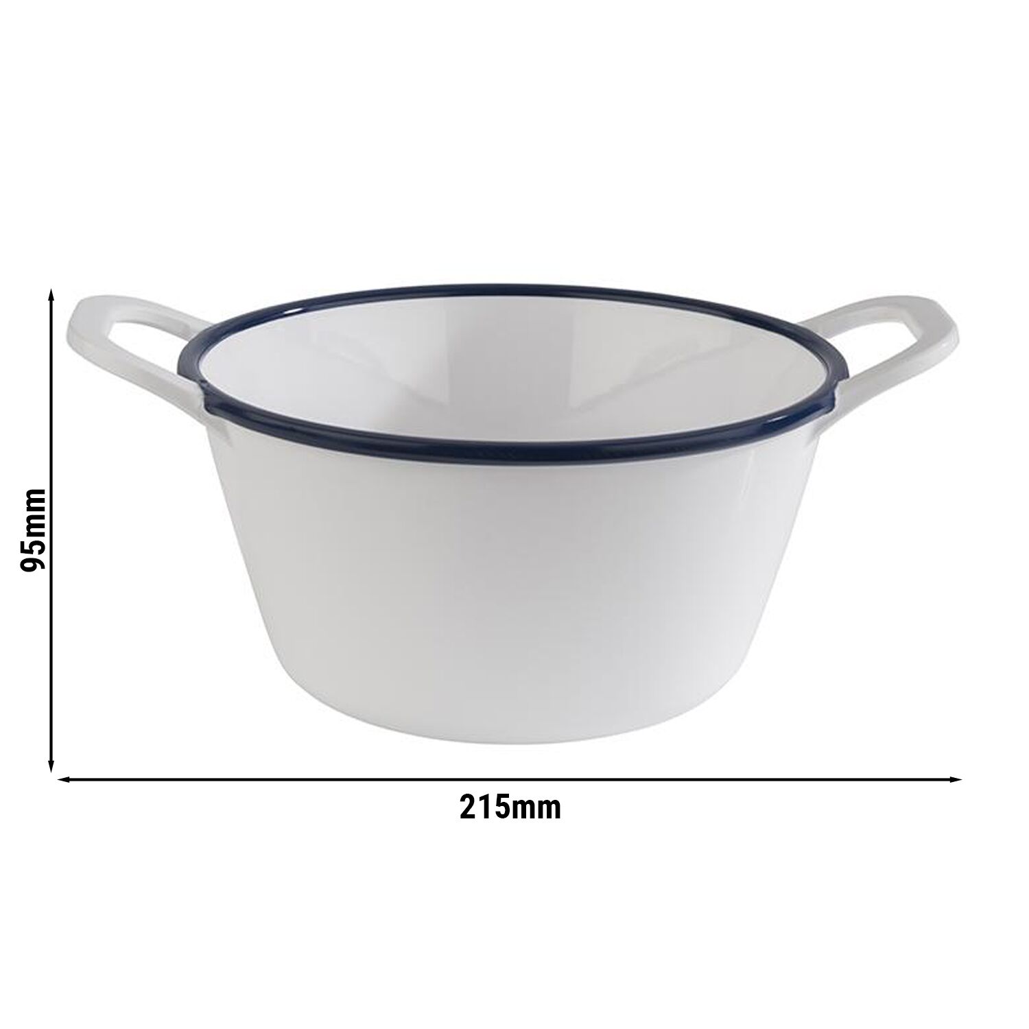 (6 pcs) Coupe - ENAMEL LOOK - Mélamine - 1L - rectangulaire - avec poignées - lot de 6 - 215x165mm - Profondeur : 95mm - Blanc/Bleu