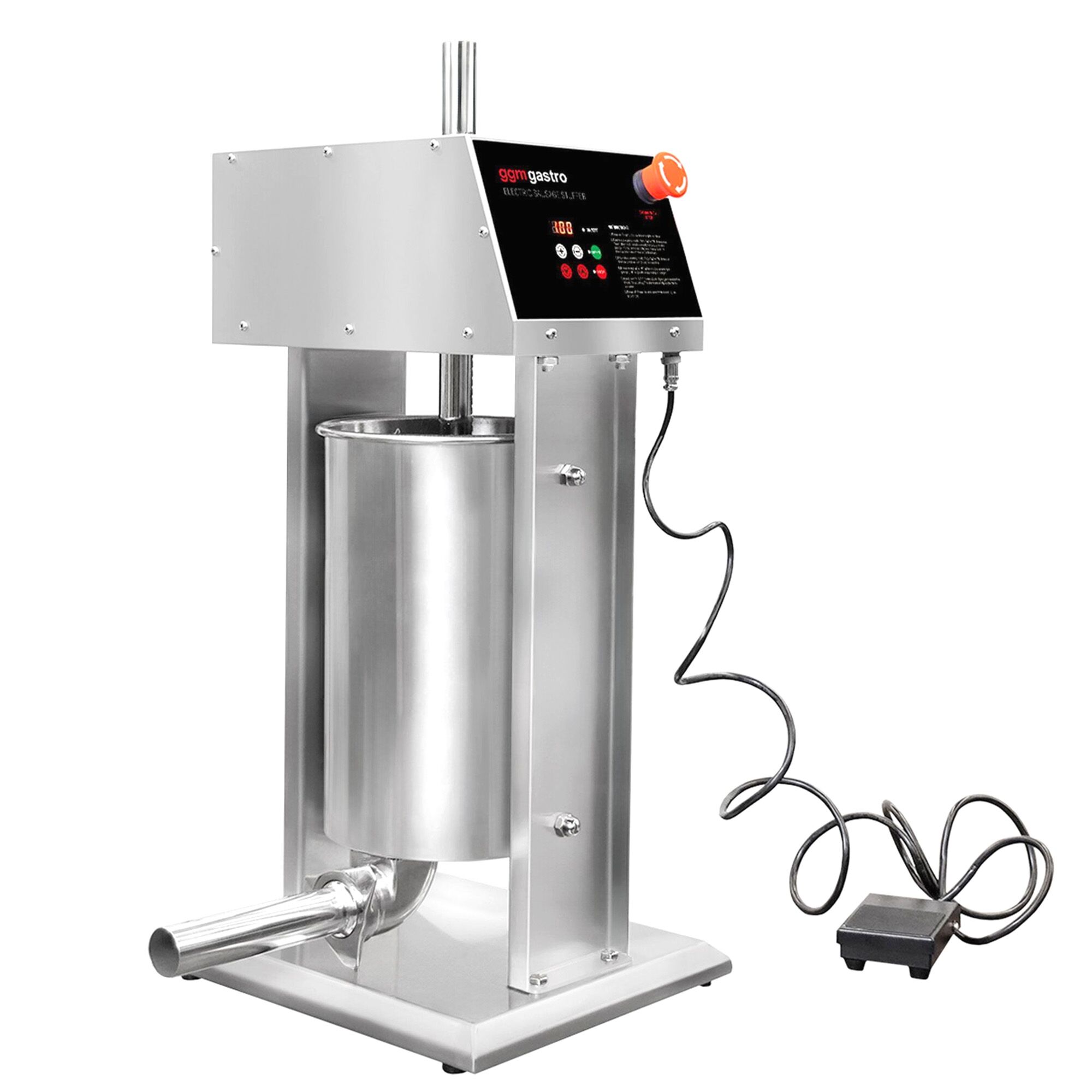 Poussoir à saucisses Électrique & Machine à churros - 15 Litres - 90 Watts - inox - incl. 4 Embouts à saucisses & 3 Embouts à churros