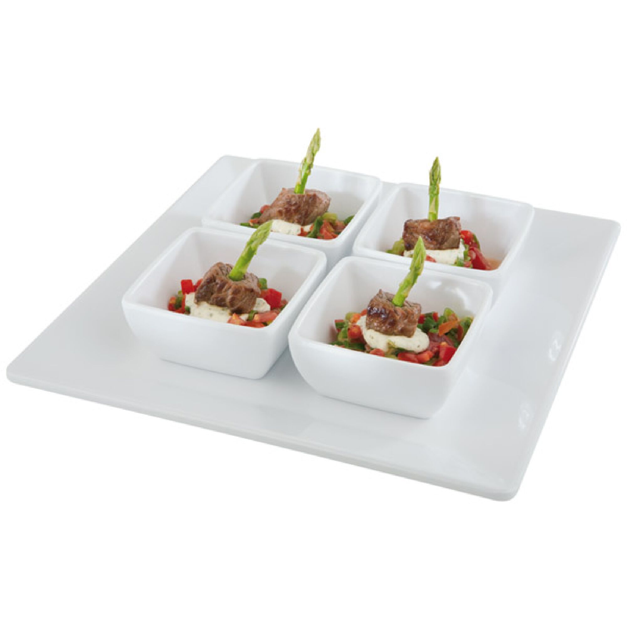 (6 pièces) Coupelles à sauce - PURE - Melamine - 50 ml - carré - Blanc