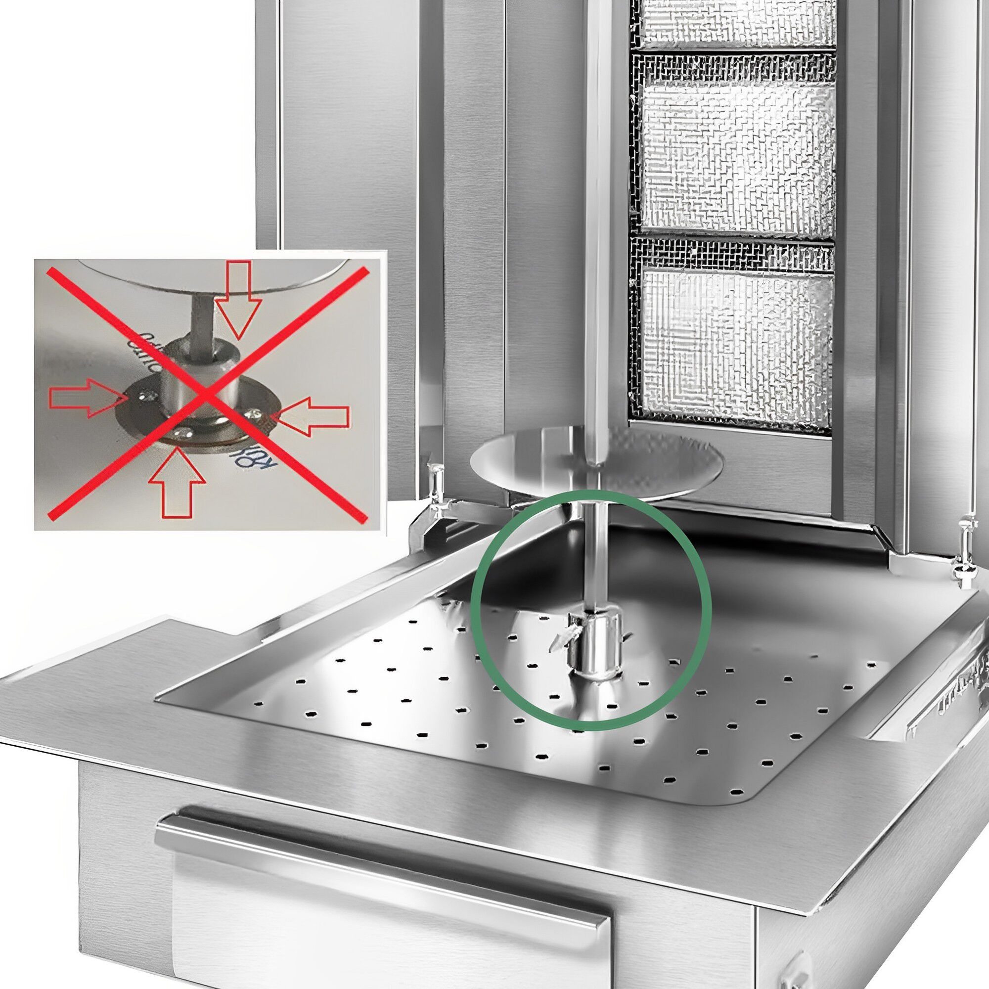 Gas Doner Kebab Grill (Shawarma/Gyros) - 4 Burner - up to 60kg - 13kW - Countertop - incl. 2 splash guards & 2 double doors - For UK