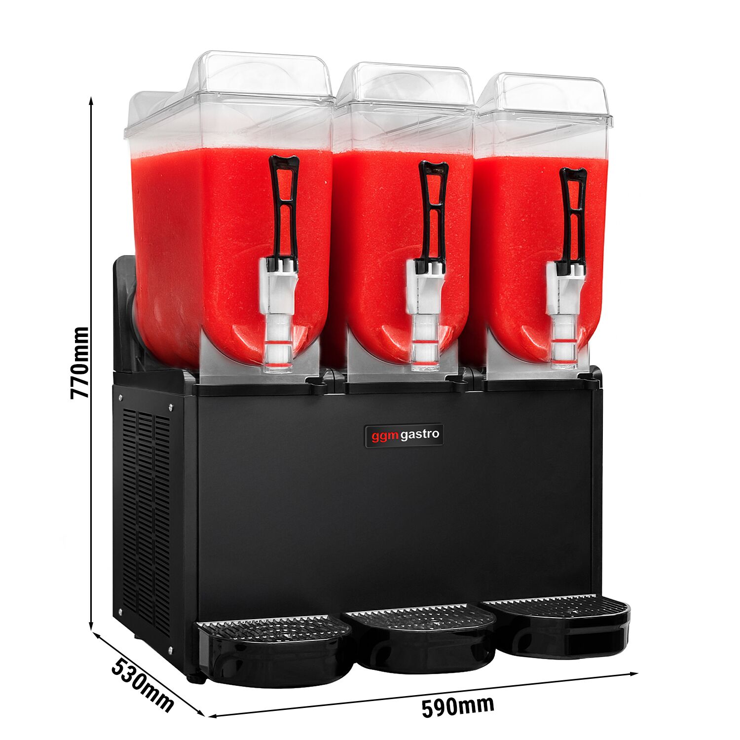 Commercial Slush Machine - 3x 12L - 1.4kW - Black