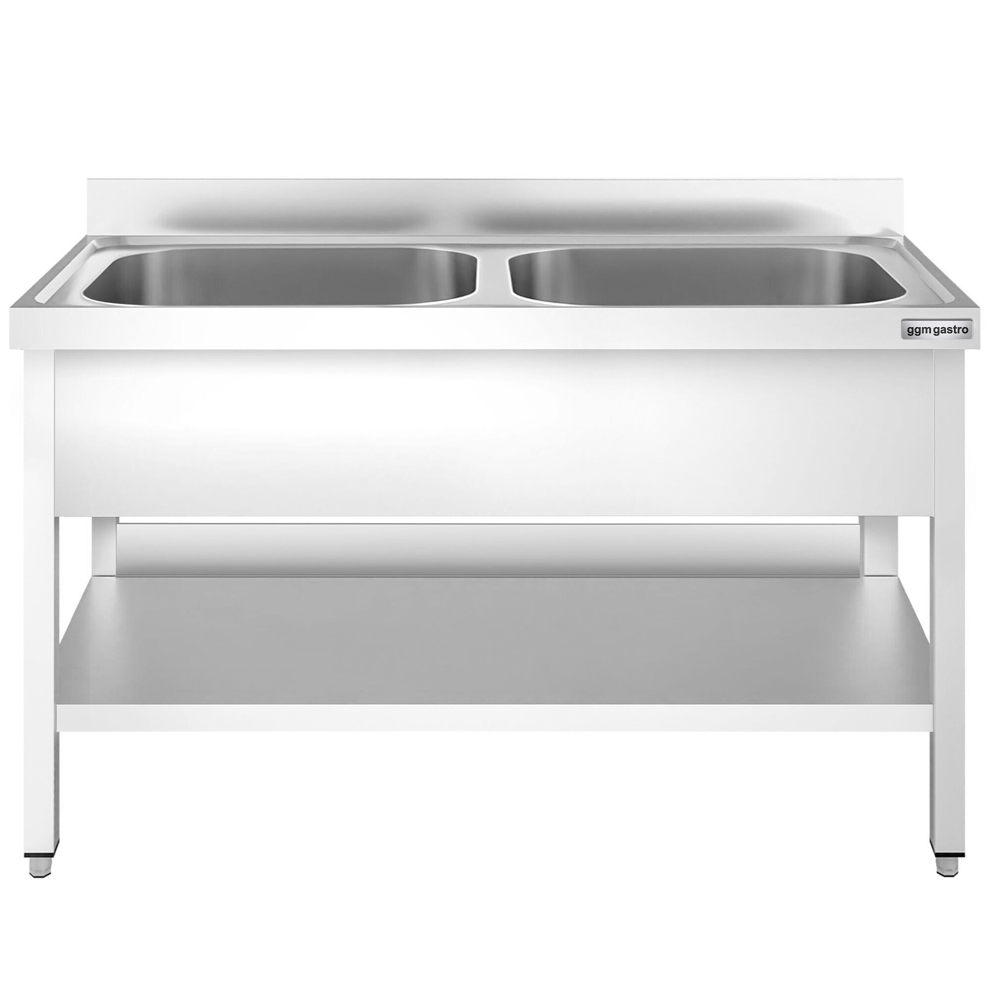 Plonge à marmites en inox PREMIUM - 1600x600mm - avec étagère basse & 2 bacs