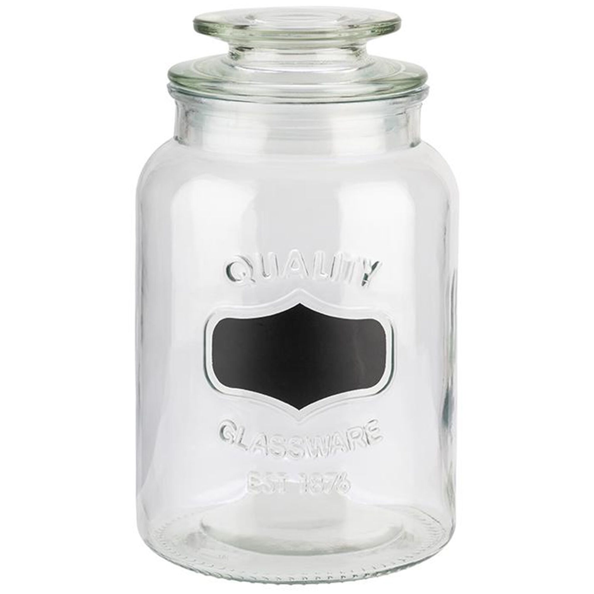 (6 pcs) Gobelet - NOTE - 1,2 Liter - Transparent - incl. couvercle en verre avec joint & zone d’étiquetage