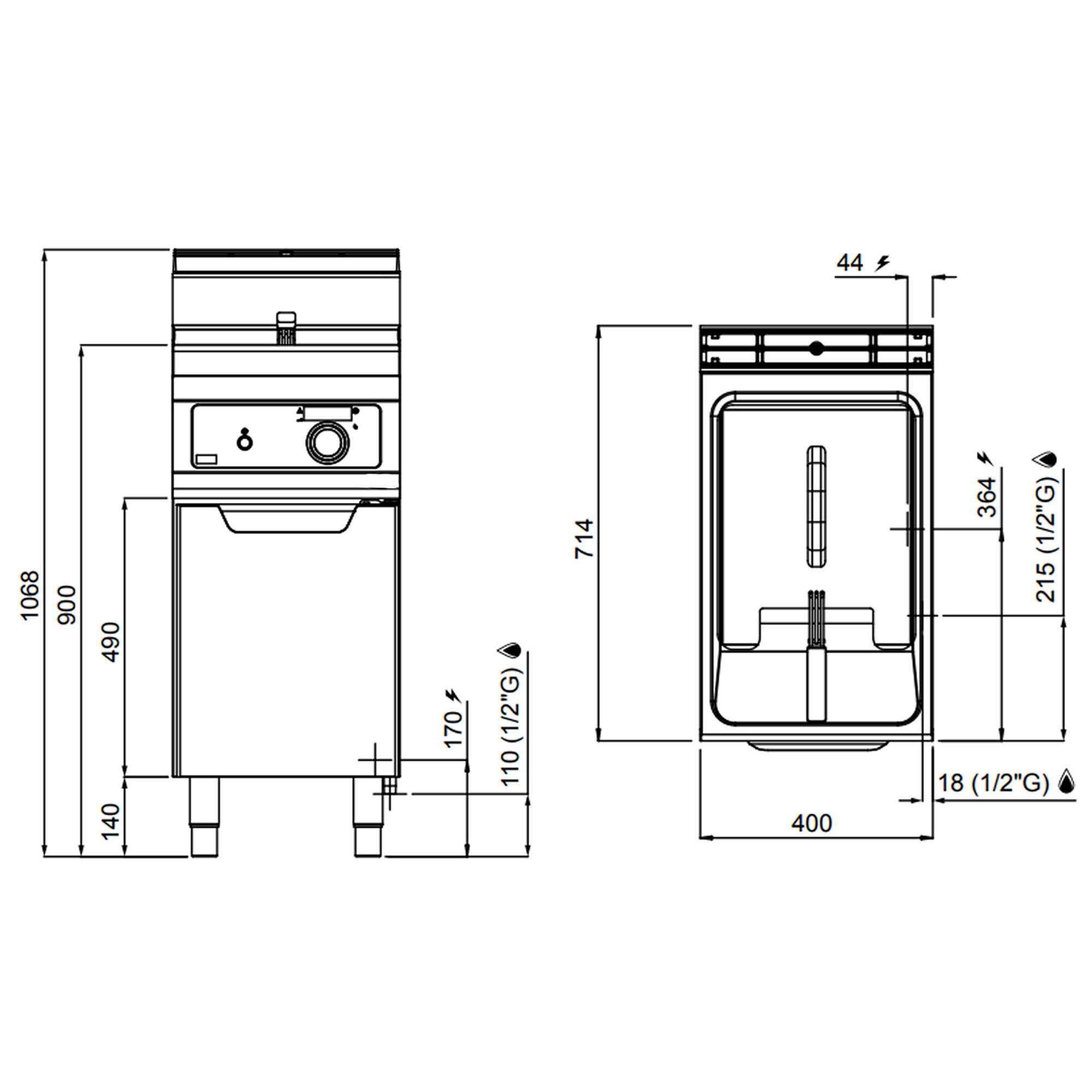 Friteuse à gaz – 18 litres – 14 kW – Bflex Digital