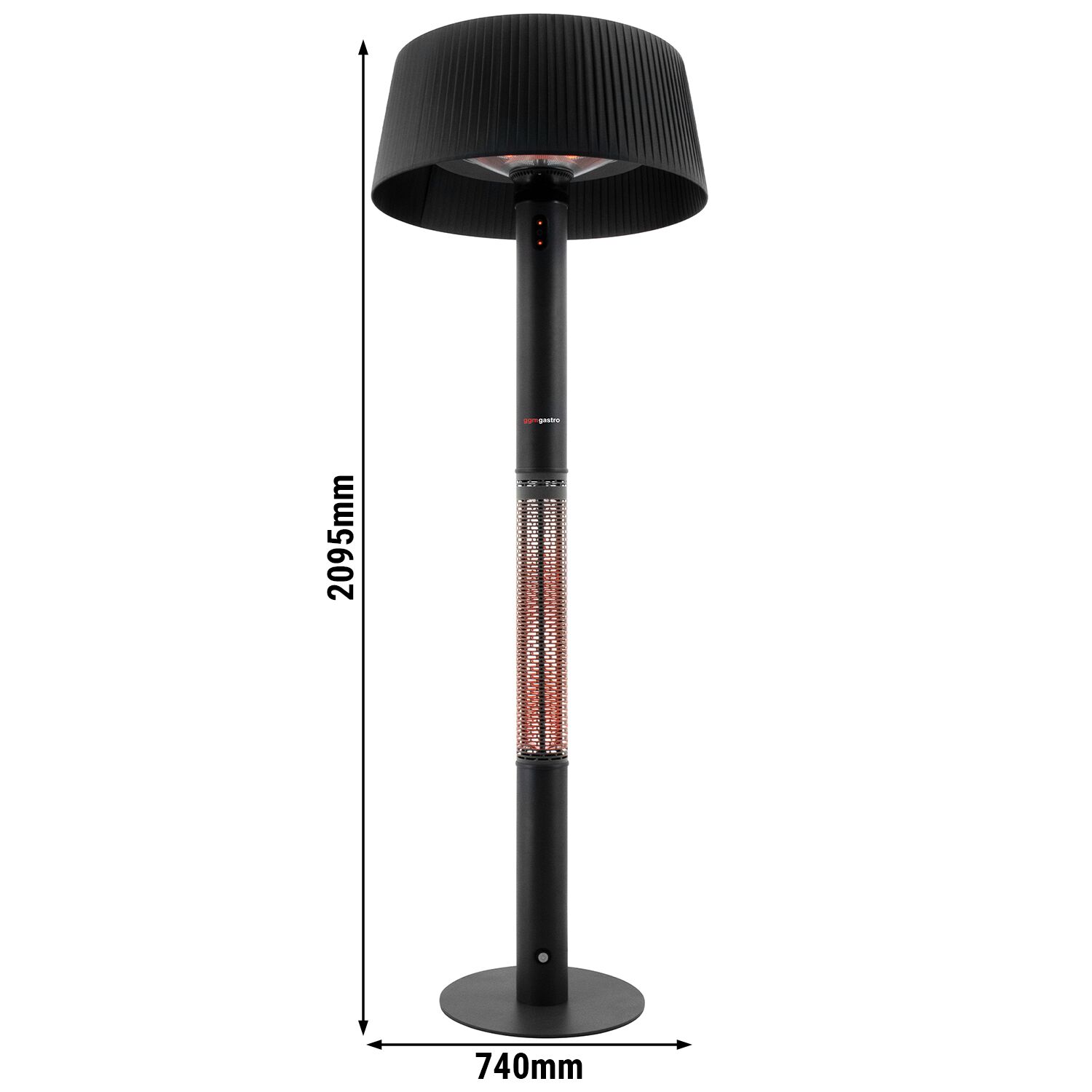 Chauffage sur pied avec abat-jour rond - 3 kW - télécommande et minuterie incluses