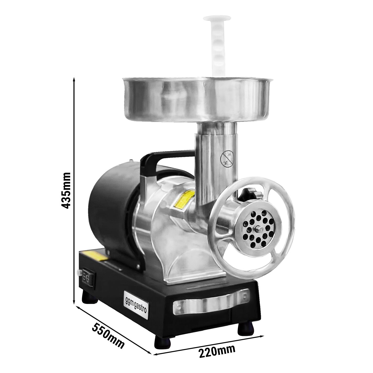 Commercial Electric Meat Mincer Size 12 - 200-240kg/h - 550 W - Mincing Plate 4.5mm + 10mm - with Cooling System