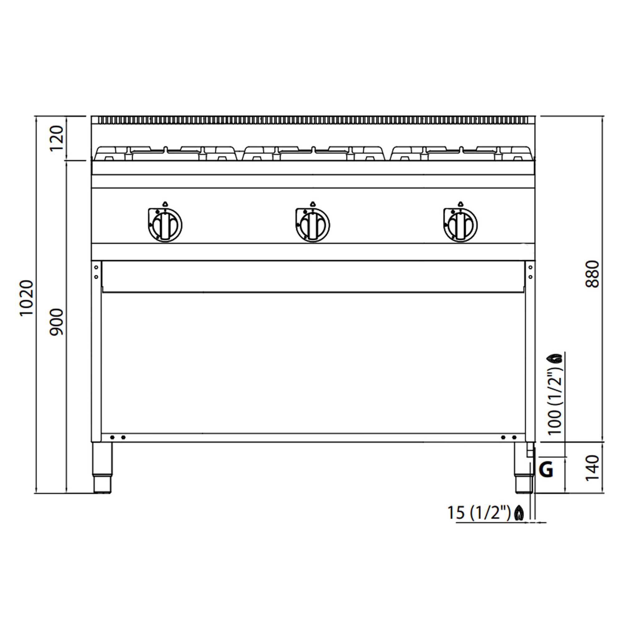 Fourneau à gaz – 31 kW – 3 brûleurs