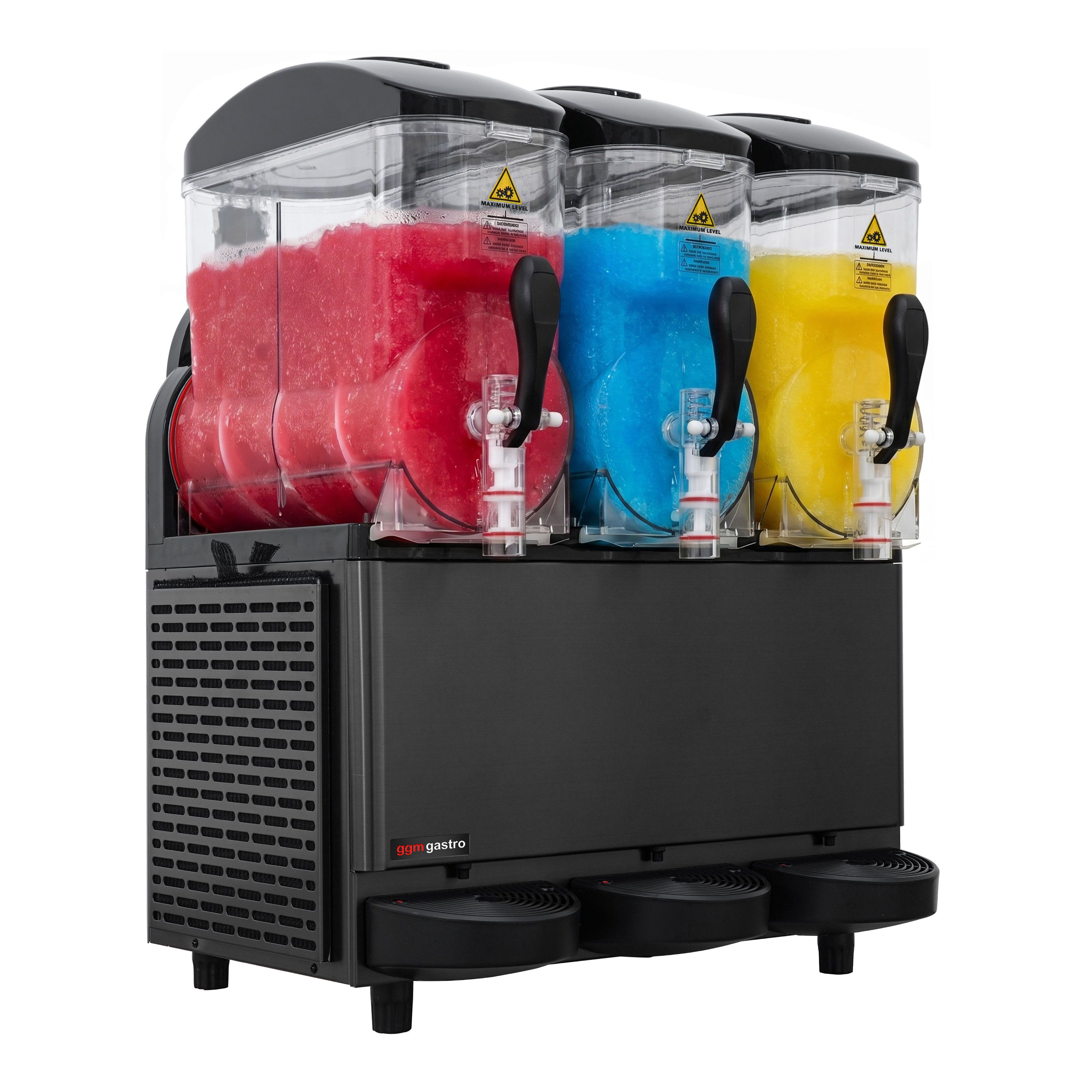 Machine à granita Professionnelle - 3x 12 litres - 1,08 kW - Digital - Récipient en Tritan - Noir