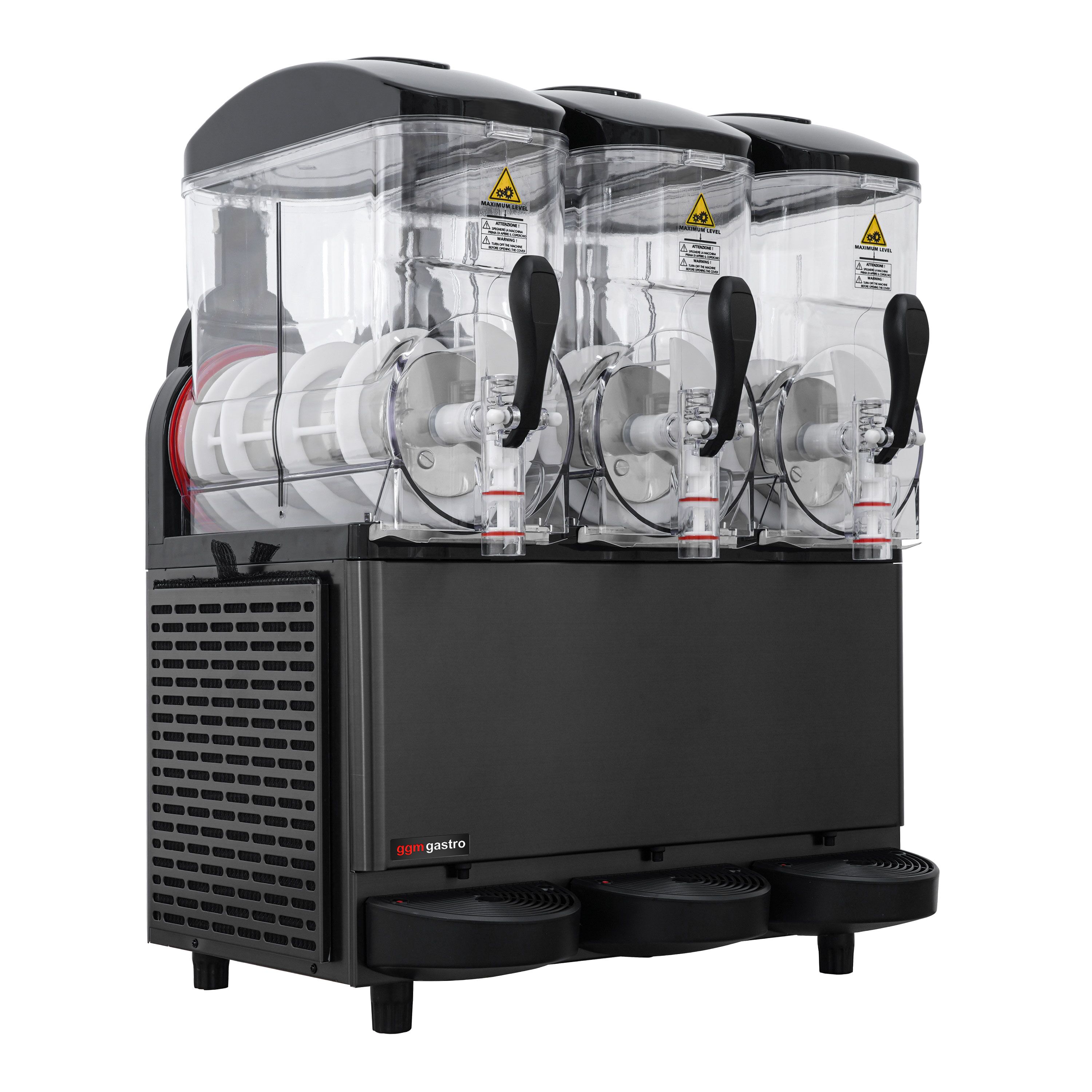 Machine à granita Professionnelle - 3x 12 litres - 1,08 kW - Digital - Récipient en Tritan - Noir