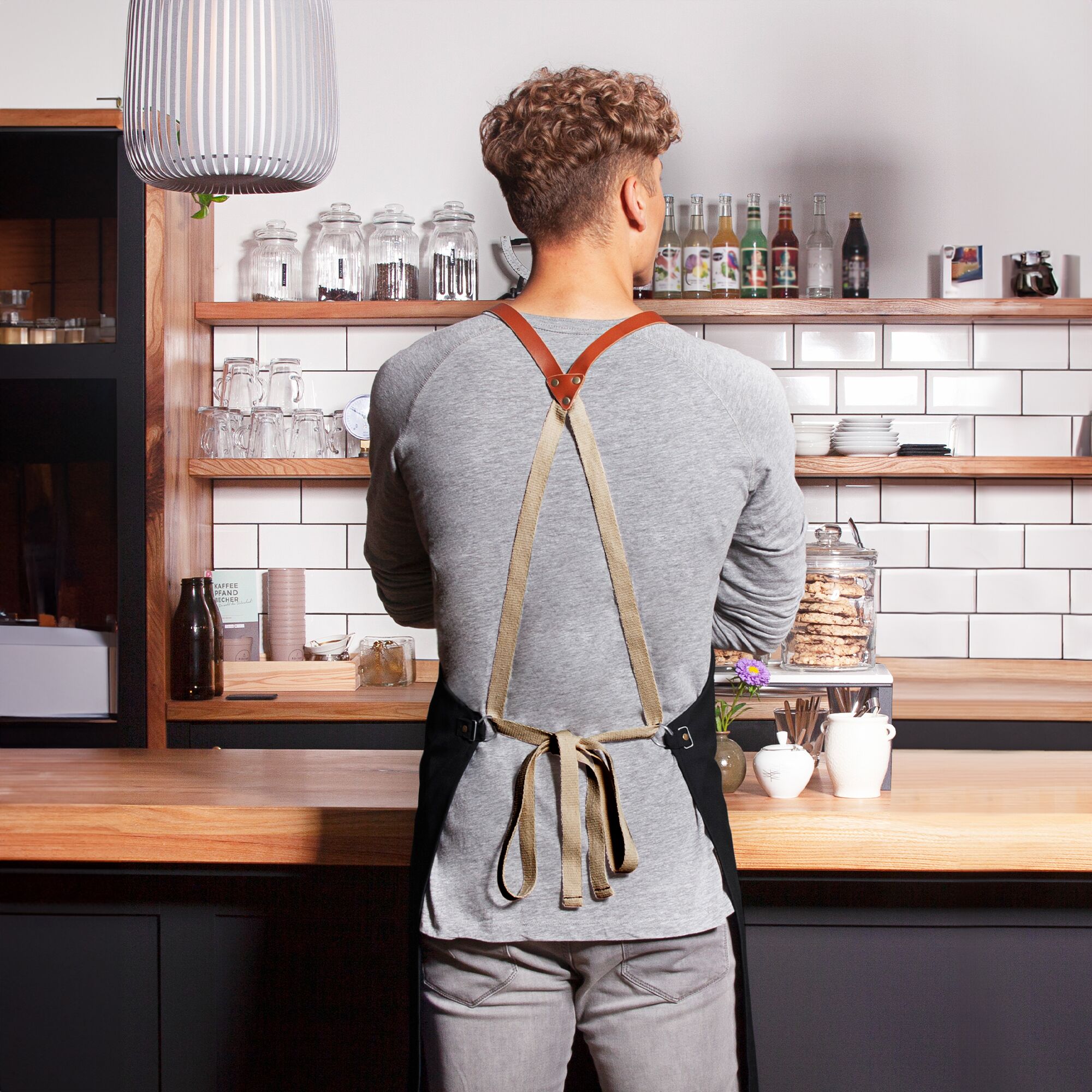 KARLOWSKY | Recycled Polyester Bib Apron Green Generation Cross-Back Straps – Black - 70x85 cm