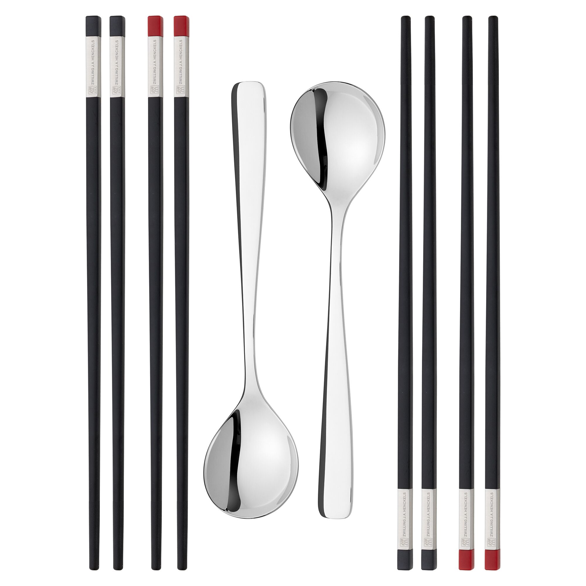 (10 pieces) ZWILLING | Chopstick & Soup Spoon Set – 4 pairs + 2 spoons - 18/10 stainless steel