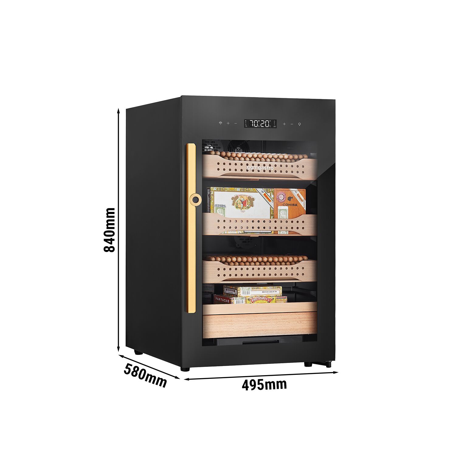 Armoire à Cigares Humidor avec Capteur d'Empreintes Digitales & Application de Contrôle - 113 Litres - pour 850 Cigares - 4 Tiroirs