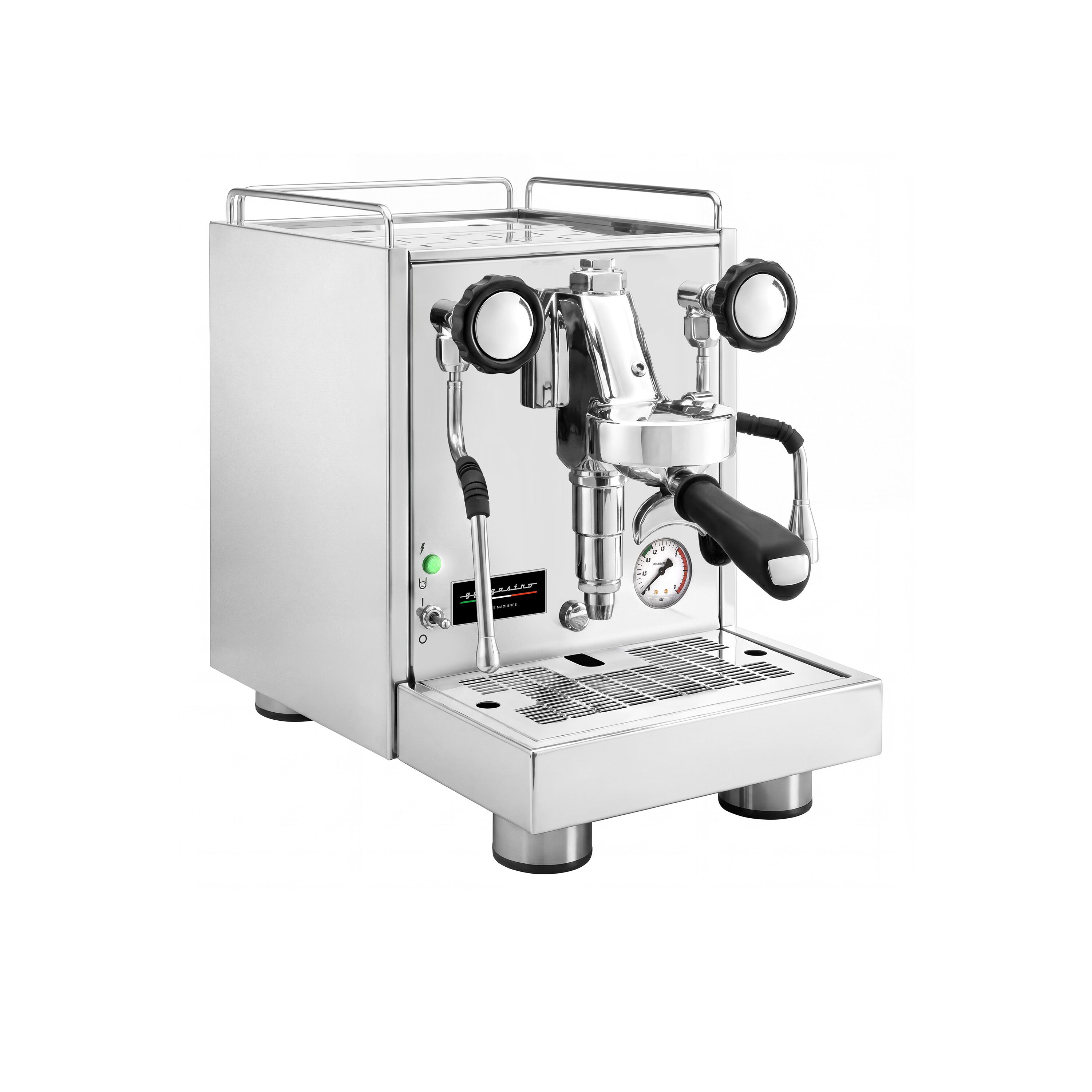 Machine expresso professionnelle « Mini » – 1 groupe – 1,2 kW – avec mousseur à lait & eau chaude – inox