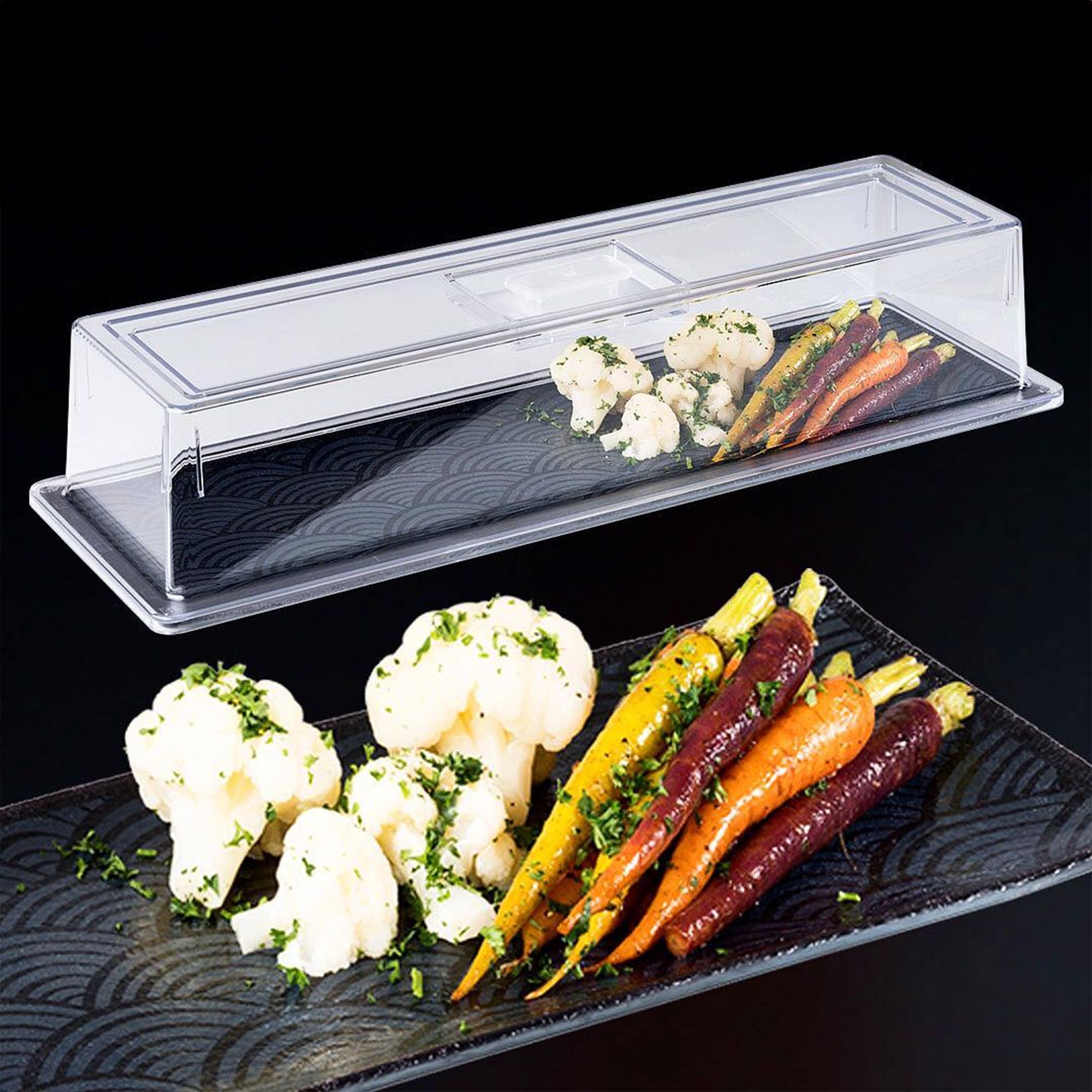 (6 pcs) Couvercle de présentation - Empilable - GN 2/4 - Polycarbonate - 530x162mm - Hauteur:105mm