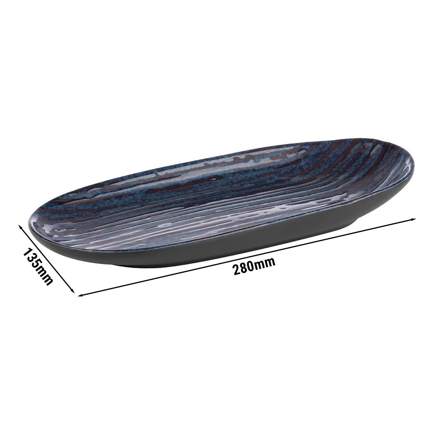 (6 pièces) LOOPS - Assiette - Plate - Mélamine - Ovale - 280x135 mm