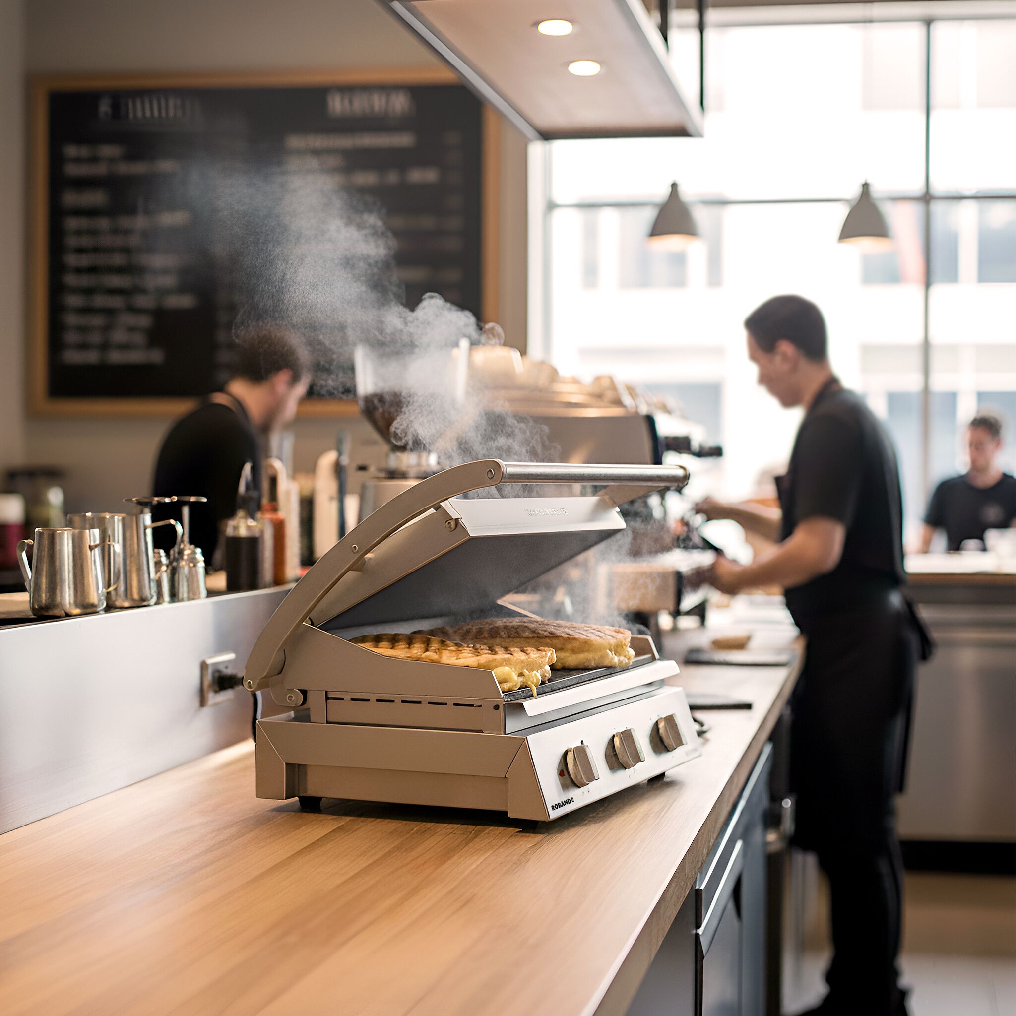 ROBAND | Electric Panini & Burger Contact Grill - Smooth Top & Bottom - 375 x 275 mm - 2.25 kW