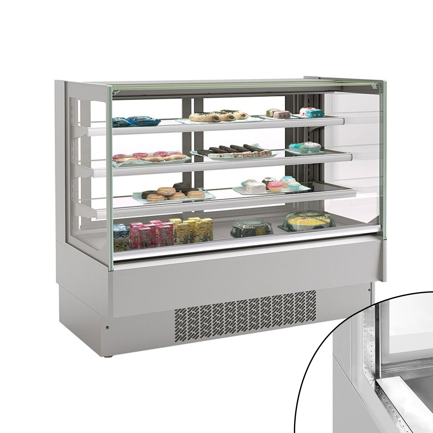 Vitrine de comptoir réfrigérée - 365L - 1250mm - Double vitrage - avec 3 étagères - portes coulissantes vitrées arrière