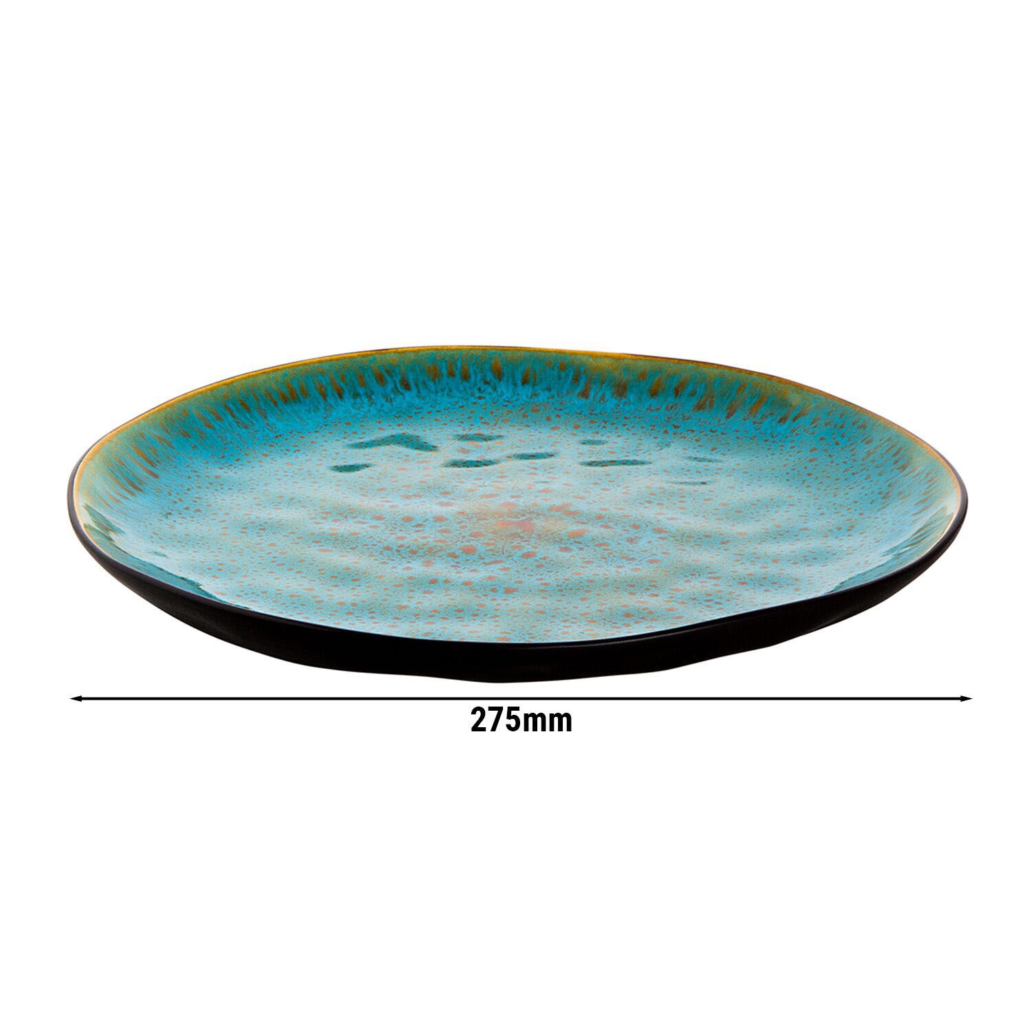 (4 pièces) LOTUS - Assiette - Plate - Ø 275 mm - Turquoise / Noir