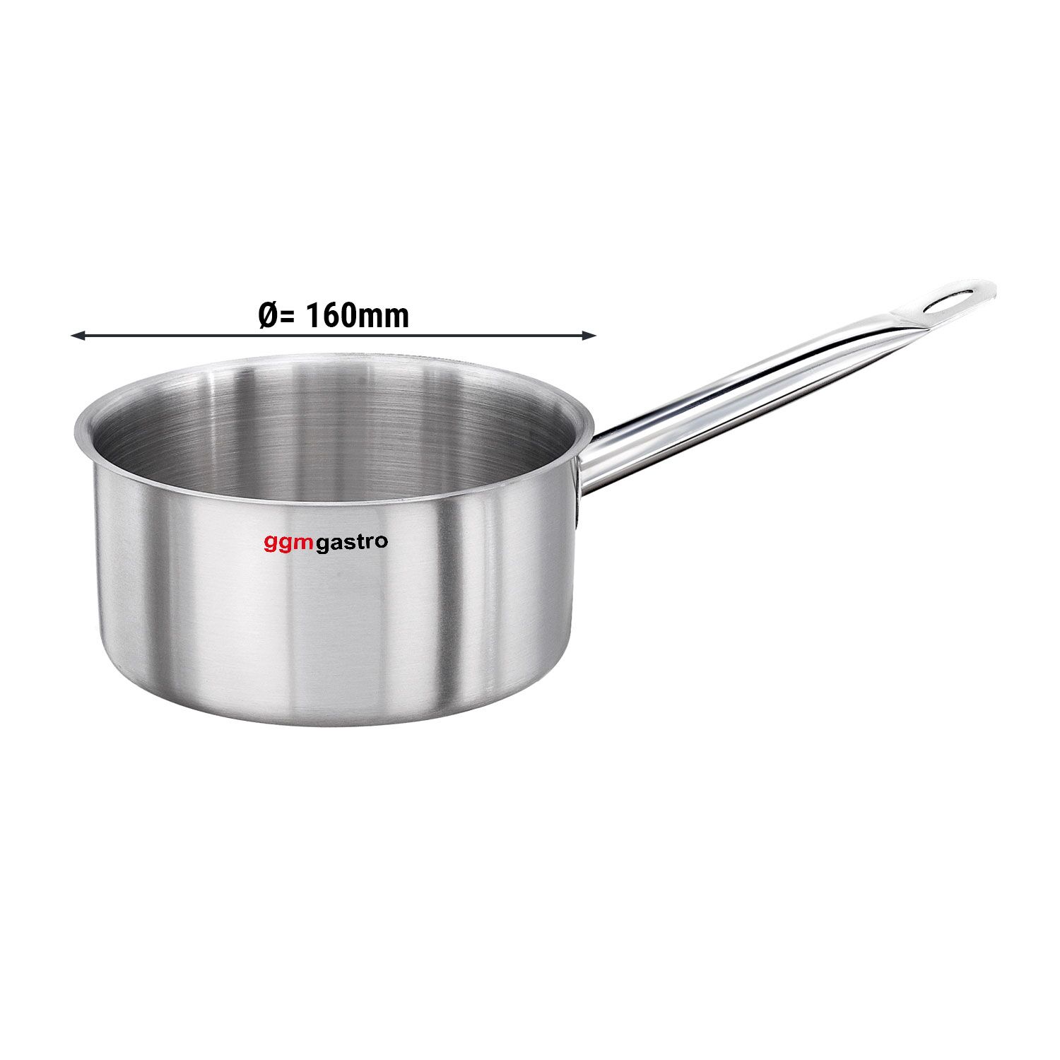 Casserole - Acier Inoxydable - 2,2 L - Ø 160 mm - Compatible Induction
