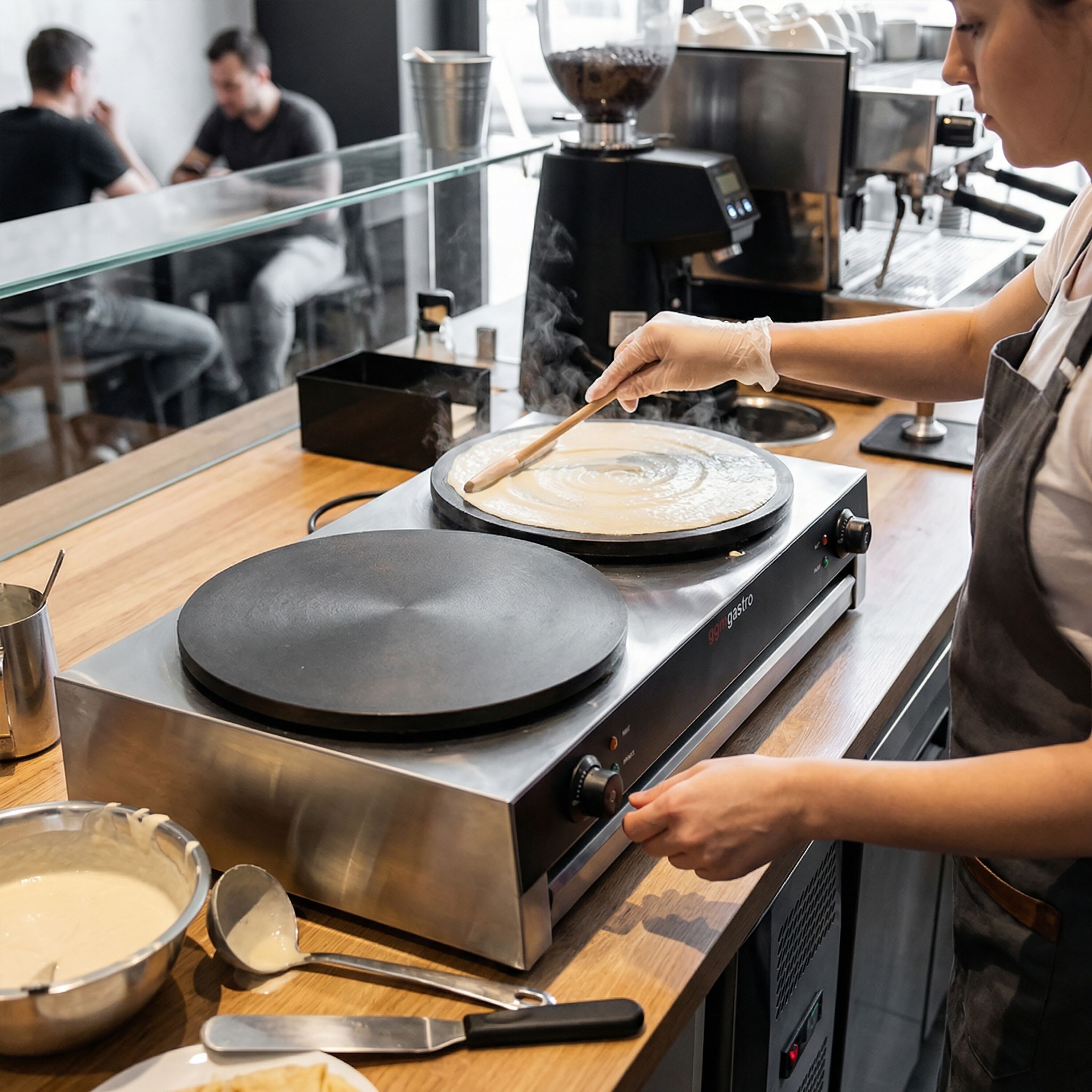 Crêpière professionnelle - Thermostat réglable - Double - Ø 400mm