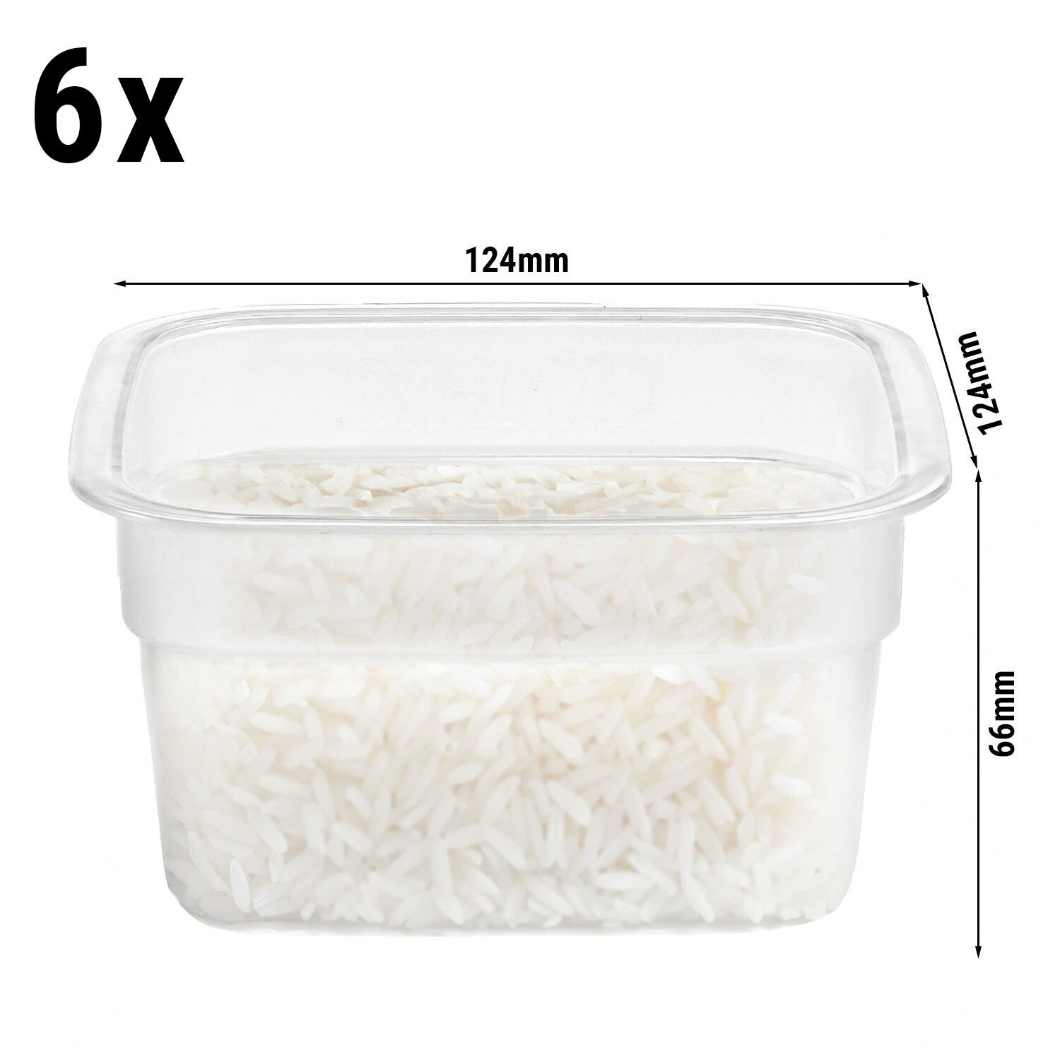 (6 pieces) CAMBRO | CAMSQUARES® FreshPro Square Food Containers – 0.47 L – Clear – Dishwasher Safe