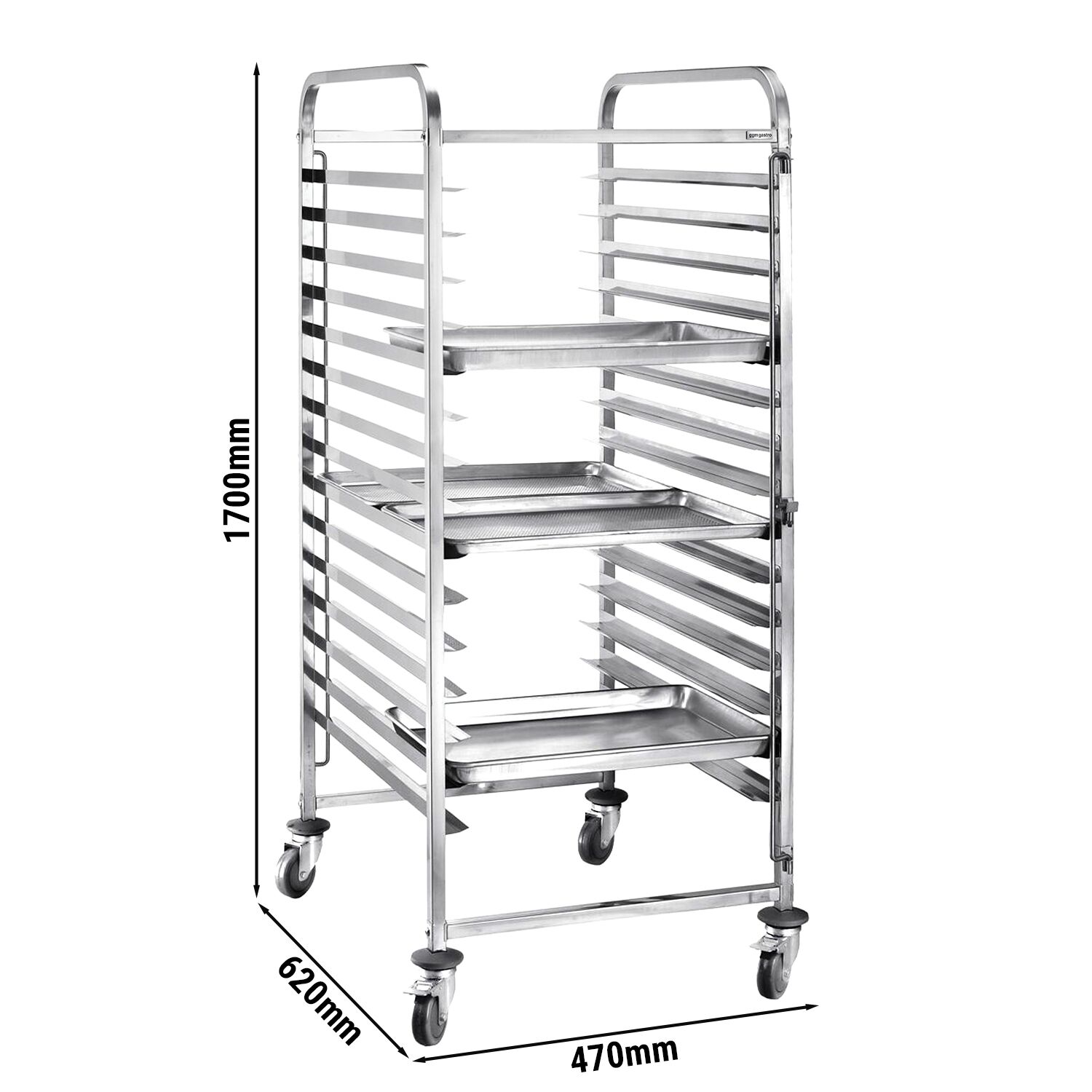 Chariot à plateaux – pour 15 plateaux EN 600 × 400