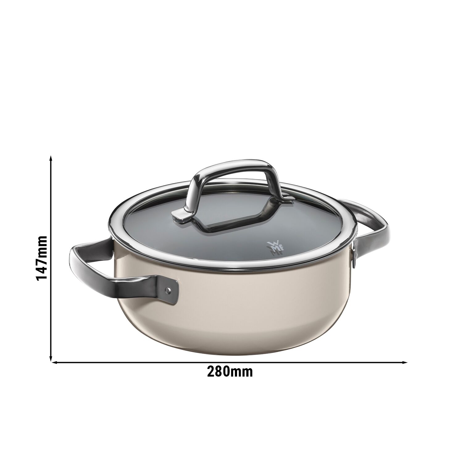 WMF | Fusiontec Mineral – Cocotte – Ø 200 mm – 2,4 litres – avec couvercle en verre – Macadamia